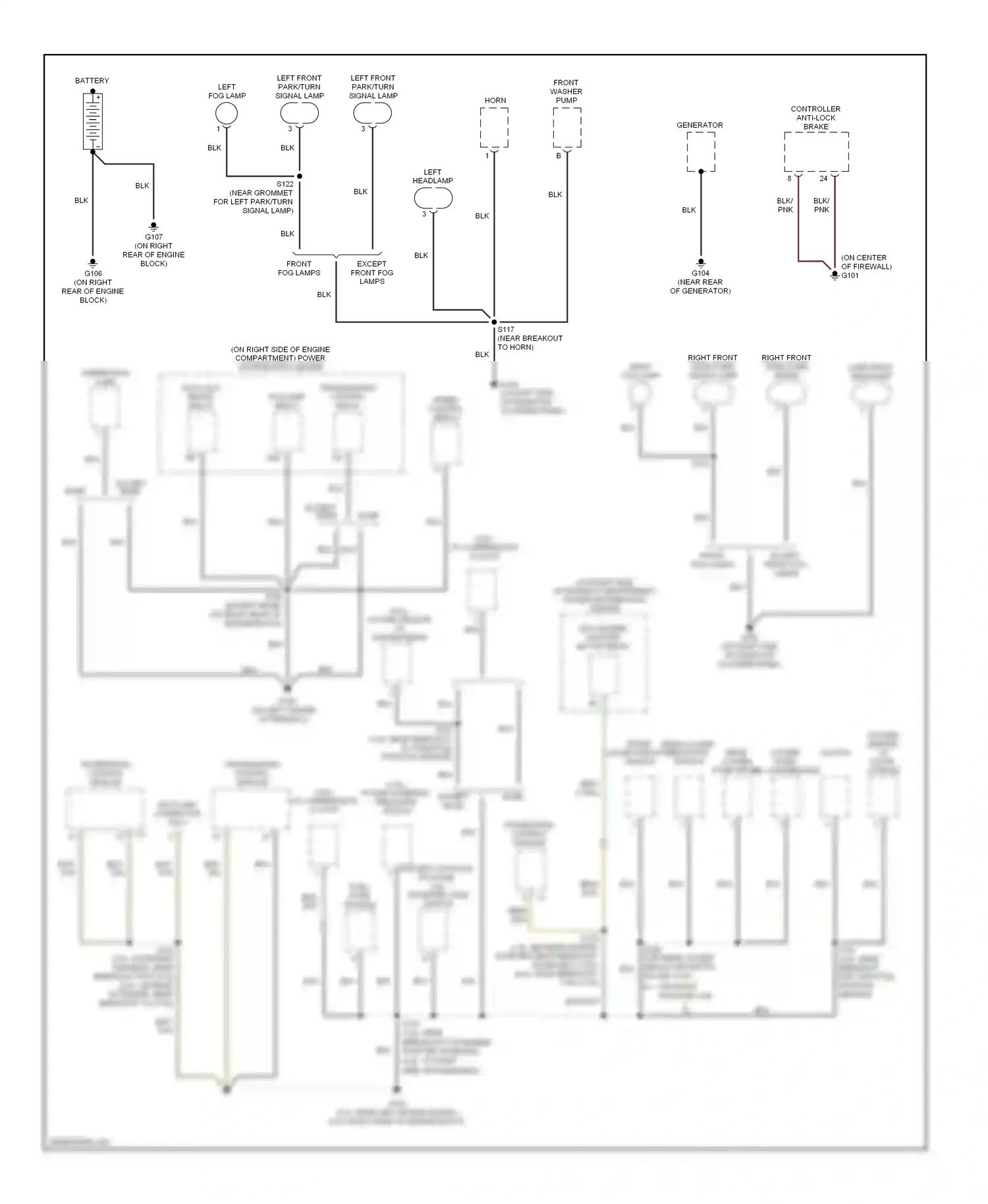 Jeep Wrangler II (1996-2006) powertrain control module wiring diagram  (1 of 3)