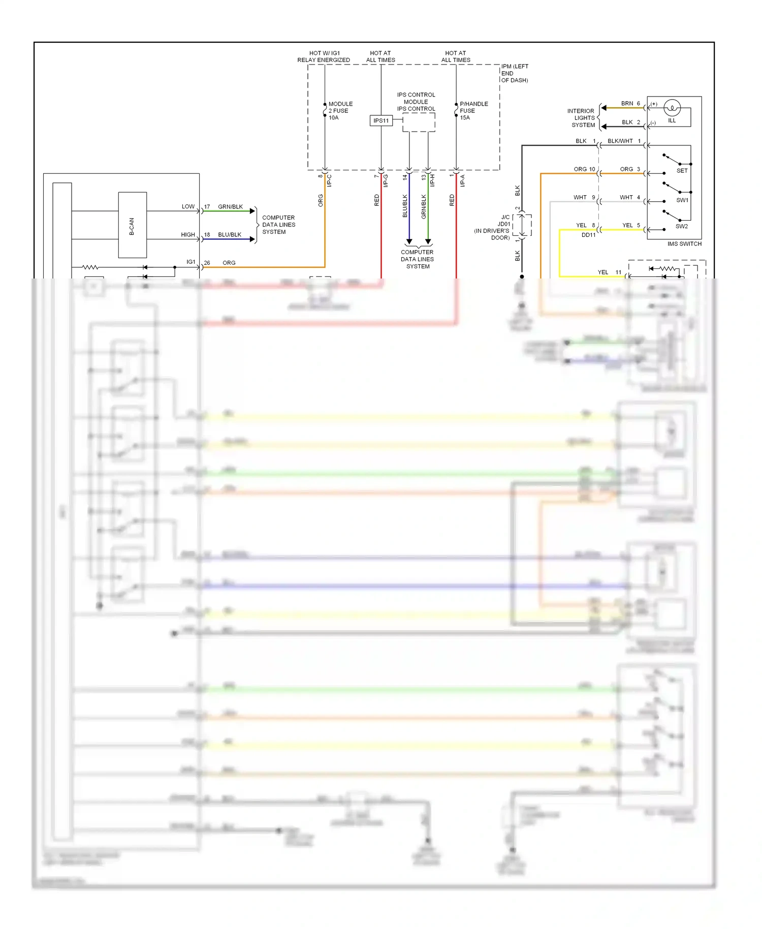 Wiring diagram interior lights for Kia Cadenza I facelift (2013-2016) (4 of 4)