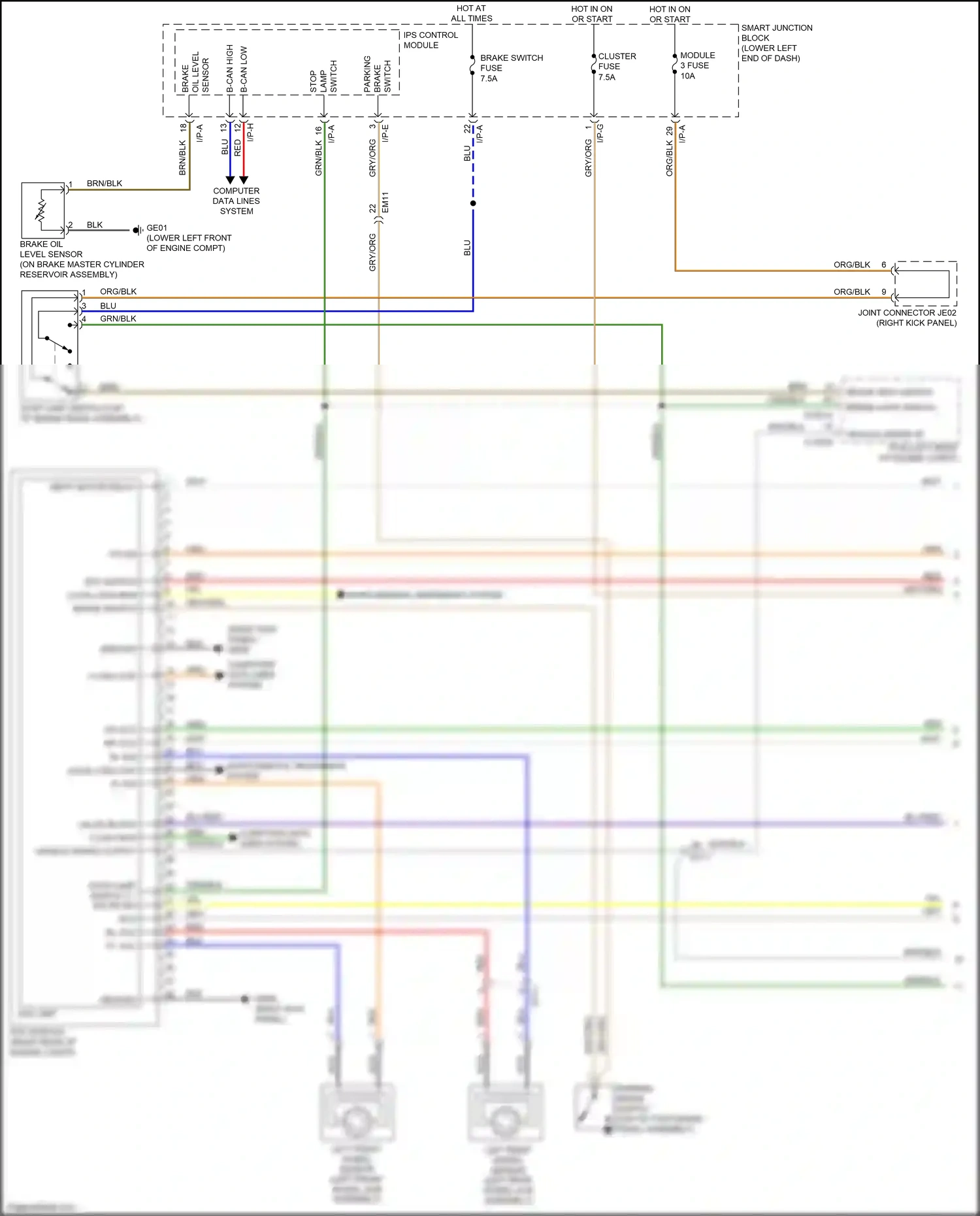 Kia Carnival III (2014-2021) brake light switch wiring diagram  (1 of 3)