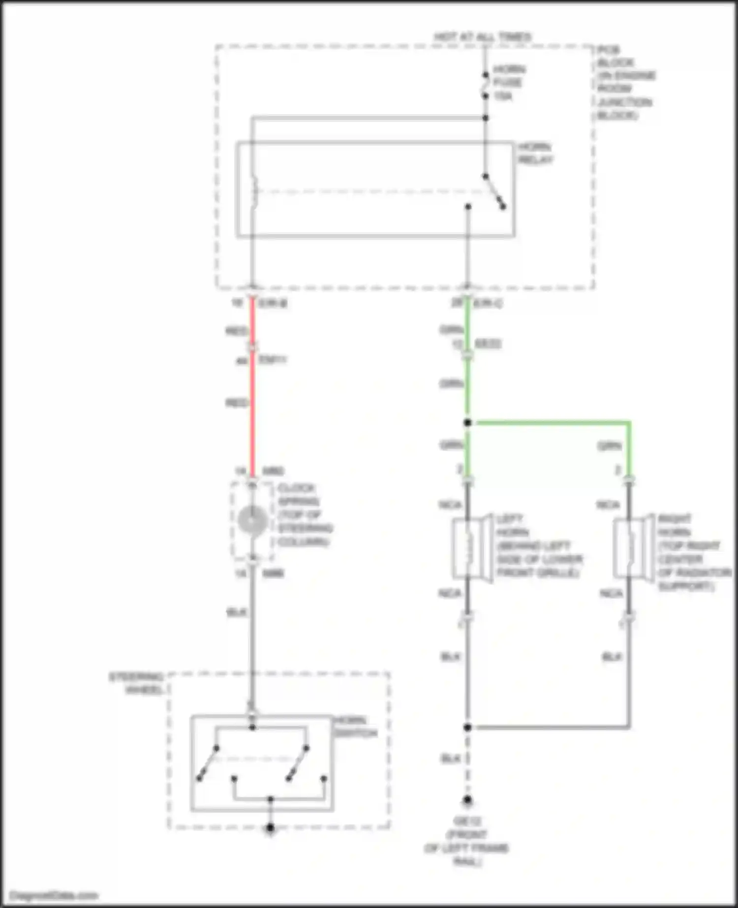 Wiring diagram horn switch for Kia Carnival III (2014-2021) (1 of 1)