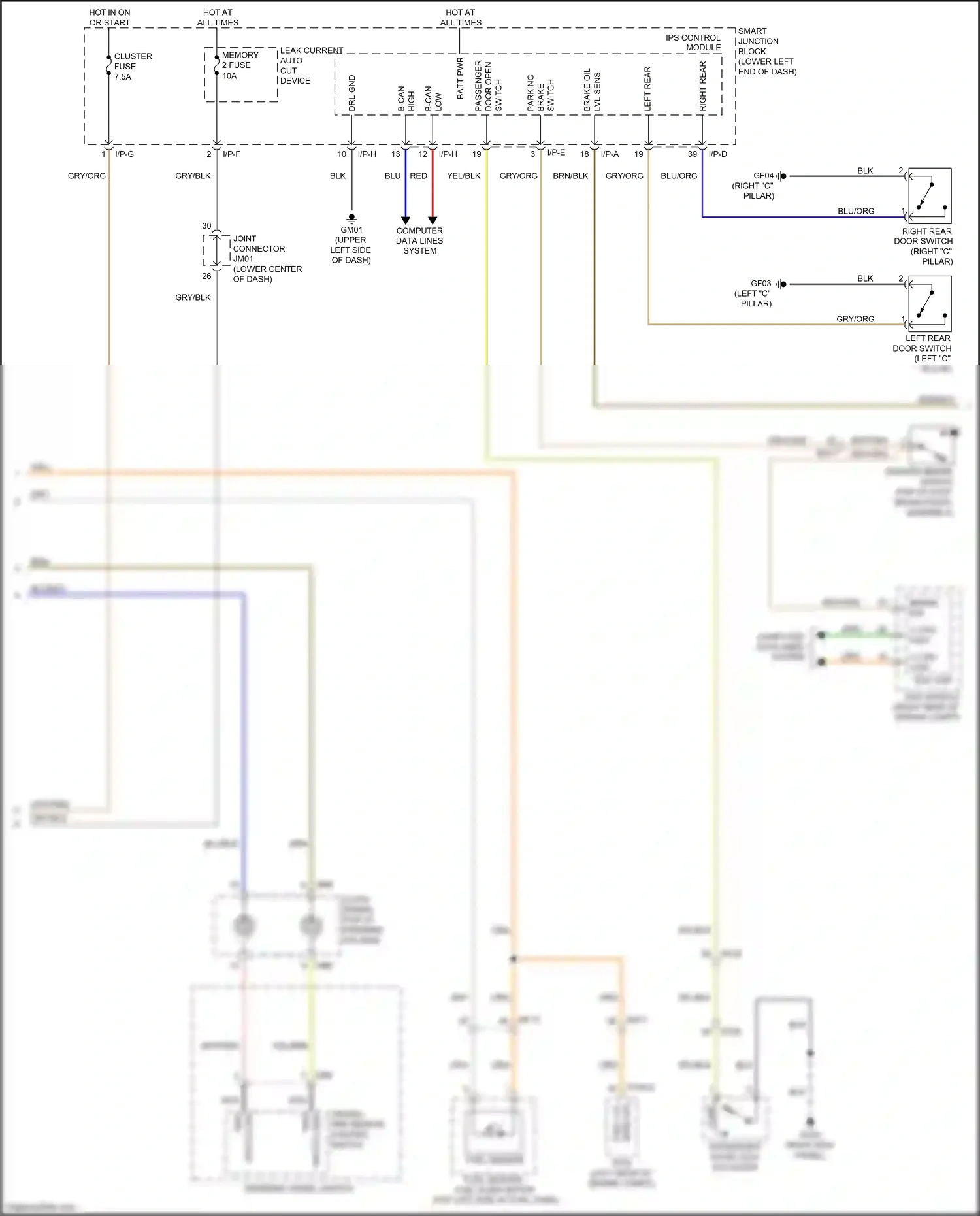 Kia Carnival III (2014-2021) steering wheel switch wiring diagram  (4 of 6)