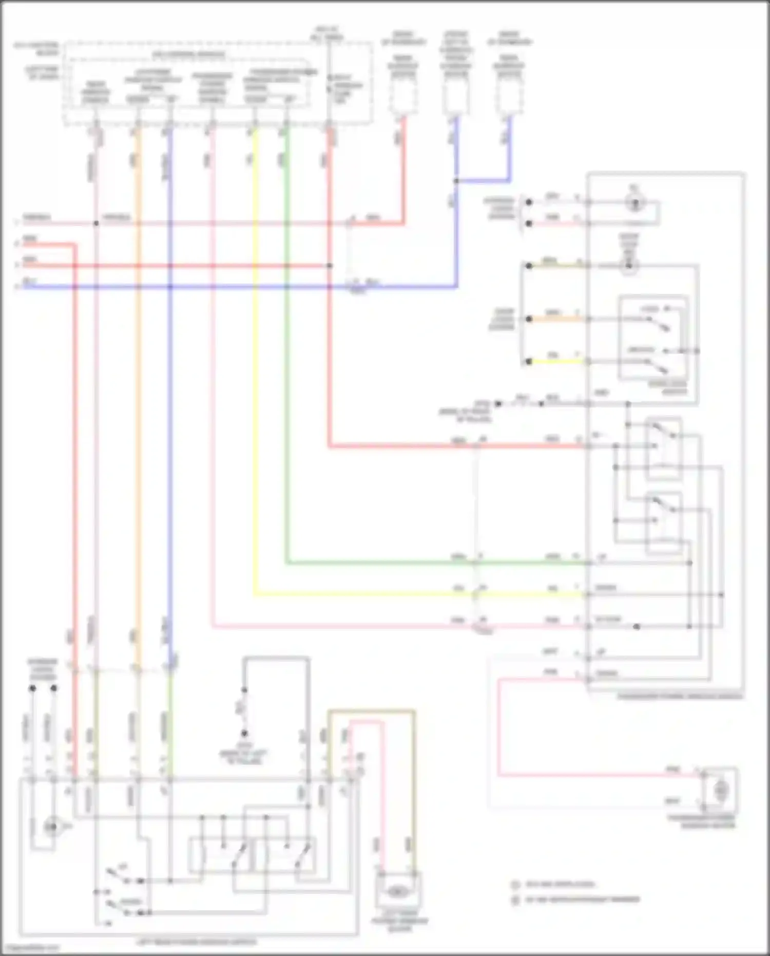 Wiring diagram left rear power window switch for Kia Carnival IV (2020-2024)