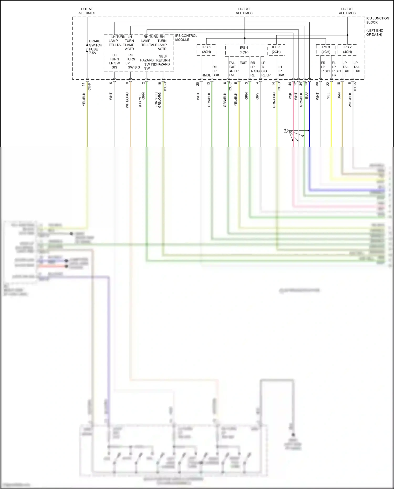 Kia Carnival IV (2020-2024) multi-function switch (steering column assembly) wiring diagram  (1 of 1)