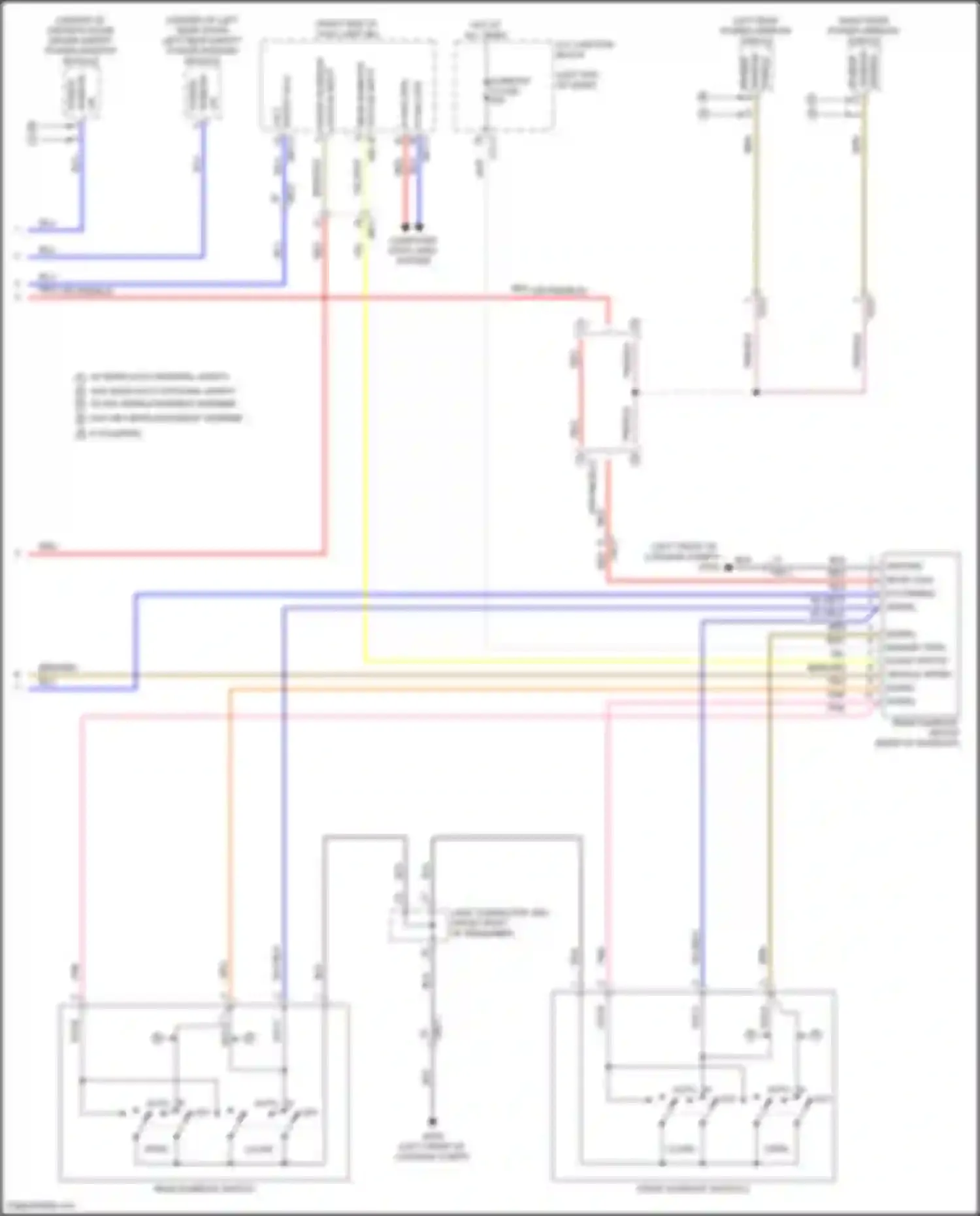 Wiring diagram w/ rear auto up/down, safety for Kia Carnival IV (2020-2024) (2 of 2)