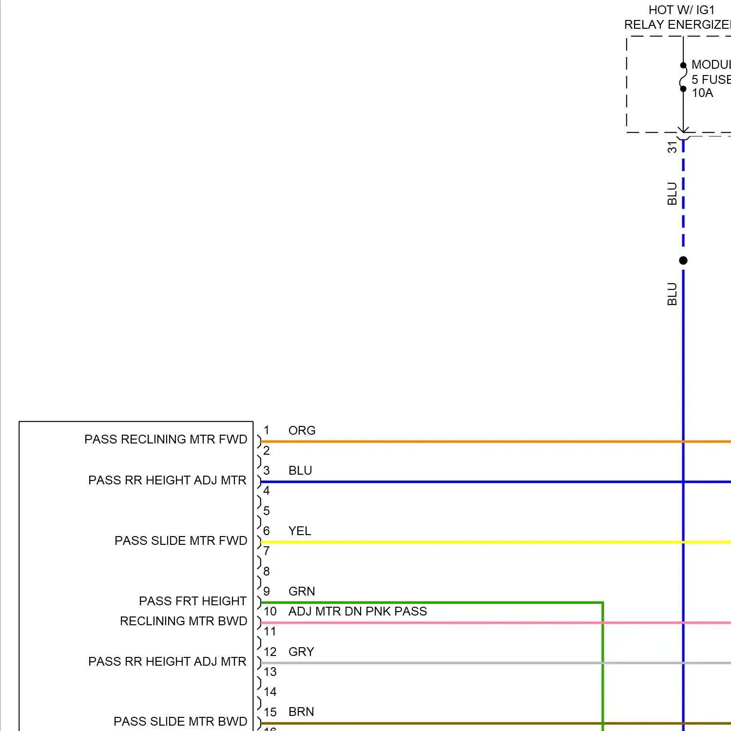 demo - Passenger power seat circuit, w/ relax w/o walk in switch (1 of 2) Passenger power seat circuit, w/ relax w/o walk in switch (1 of 2)