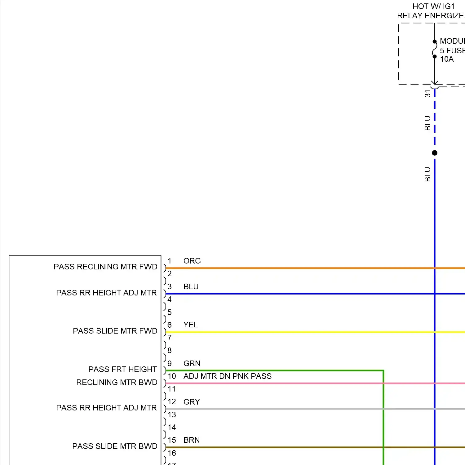 demo - Passenger power seat circuit, w/ relax & walk in switch (1 of 2) Passenger power seat circuit, w/ relax & walk in switch (1 of 2)