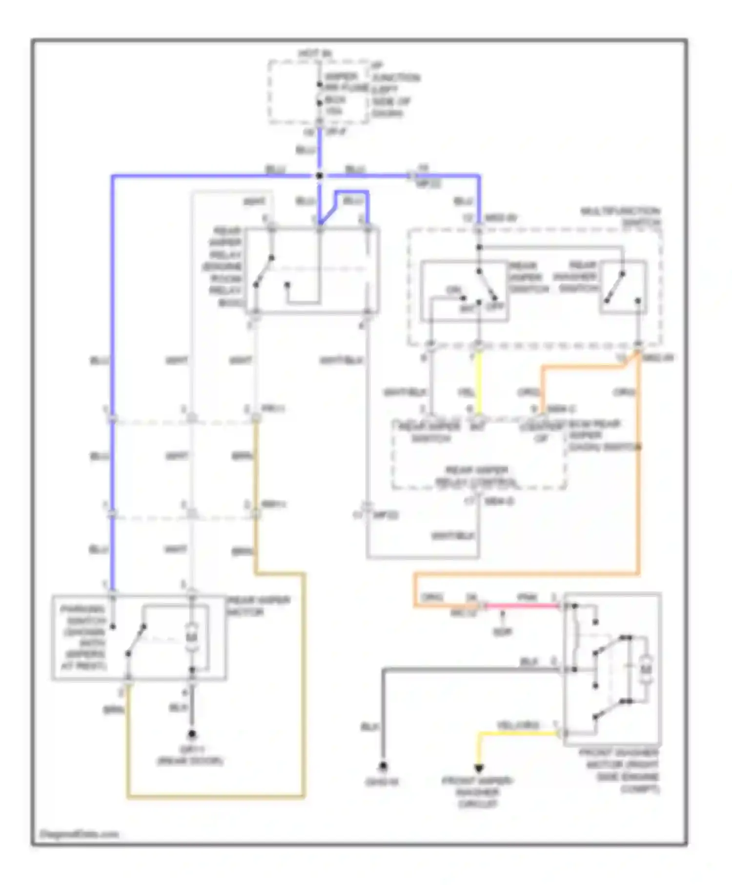 Forte Kia I (2008-2013): Rear wiper/washer circuit