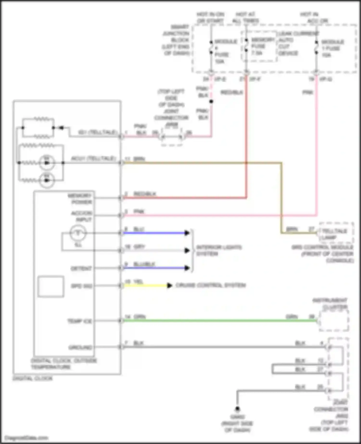 Wiring diagram module 1 fuse for Kia Forte II facelift (2016-2018) (2 of 10)