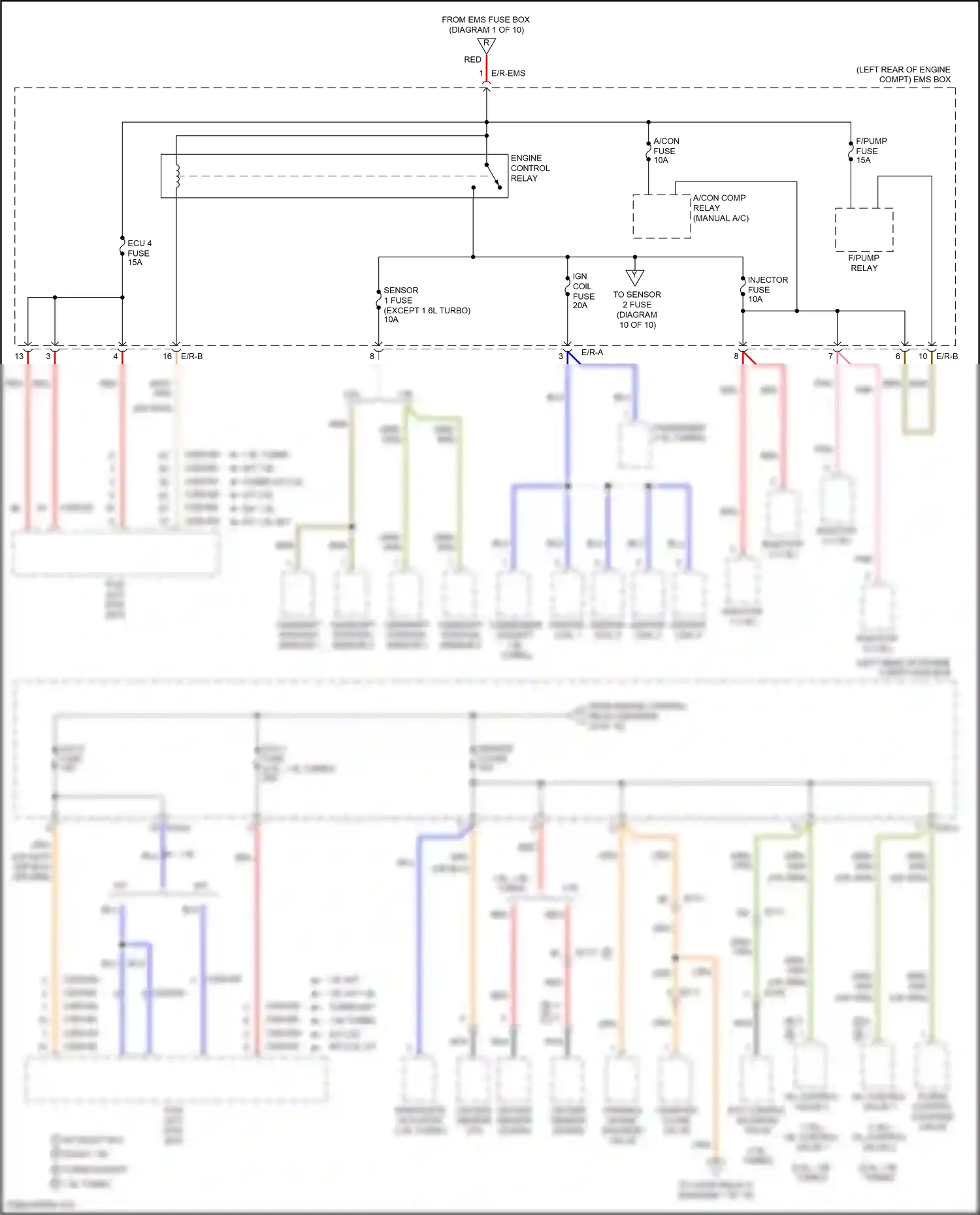 Kia Forte II (2013-2016) oxygen sensor (down) wiring diagram  (1 of 6)