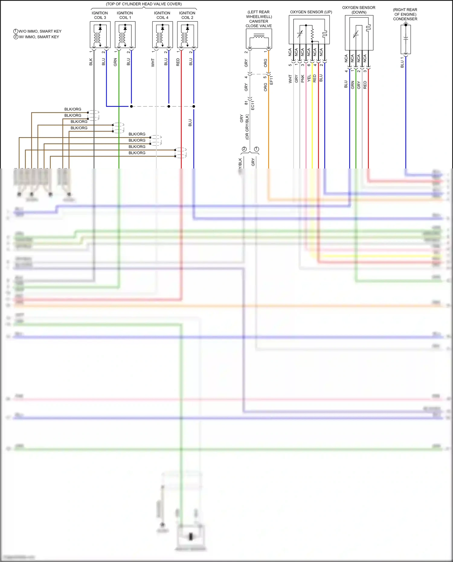 Kia Forte II (2013-2016) oxygen sensor (down) wiring diagram  (3 of 6)