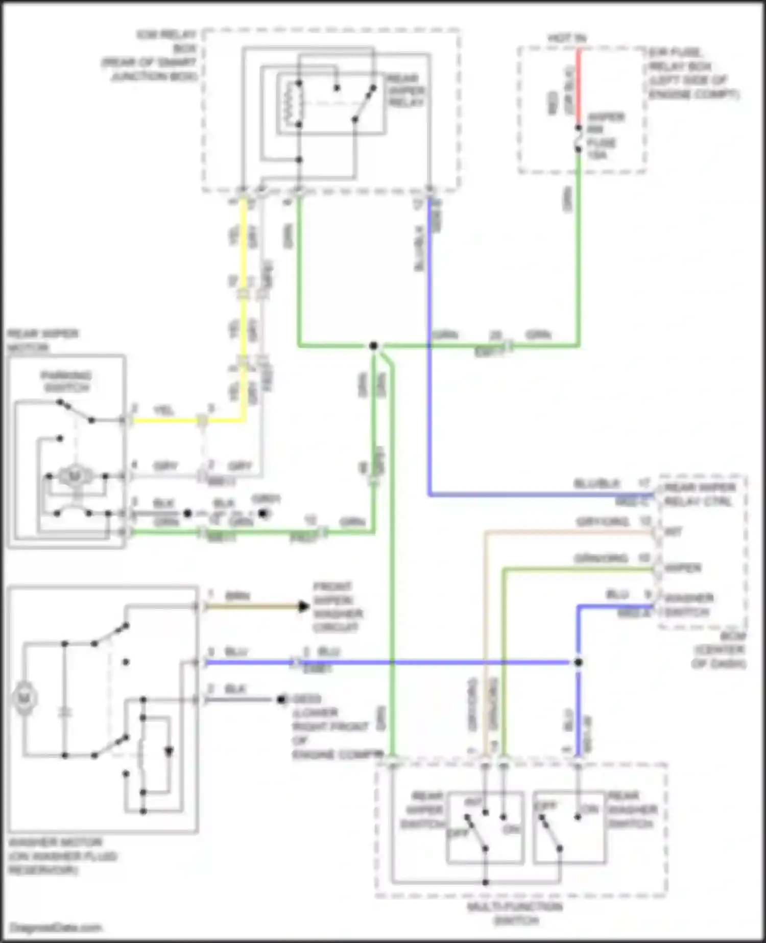 Wiring diagram rear wiper relay ctrl for Kia Forte II (2013-2016) (1 of 1)