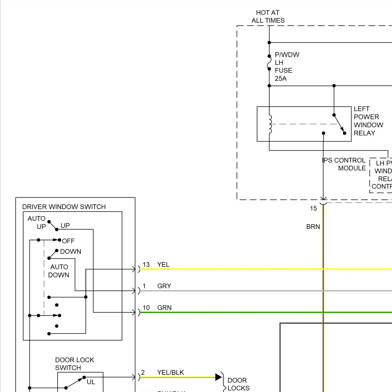 demo - Power windows circuit, w/ auto up/down power window (1 of 3) Power windows circuit, w/ auto up/down power window (1 of 3)