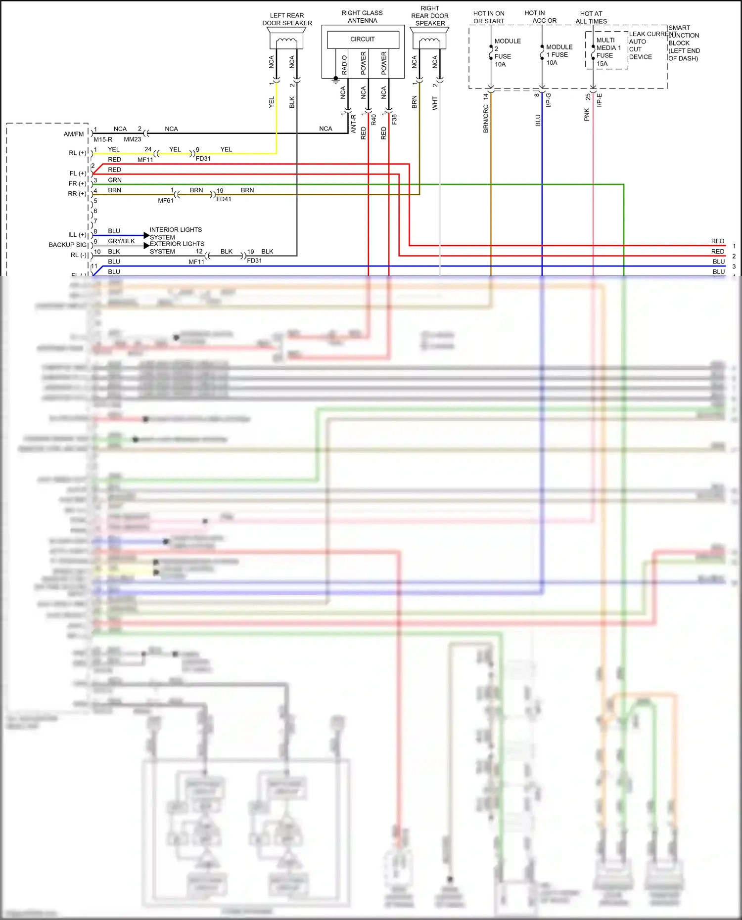 Kia K3 I facelift (2015-2018) a/v tail wiring diagram  (1 of 2)