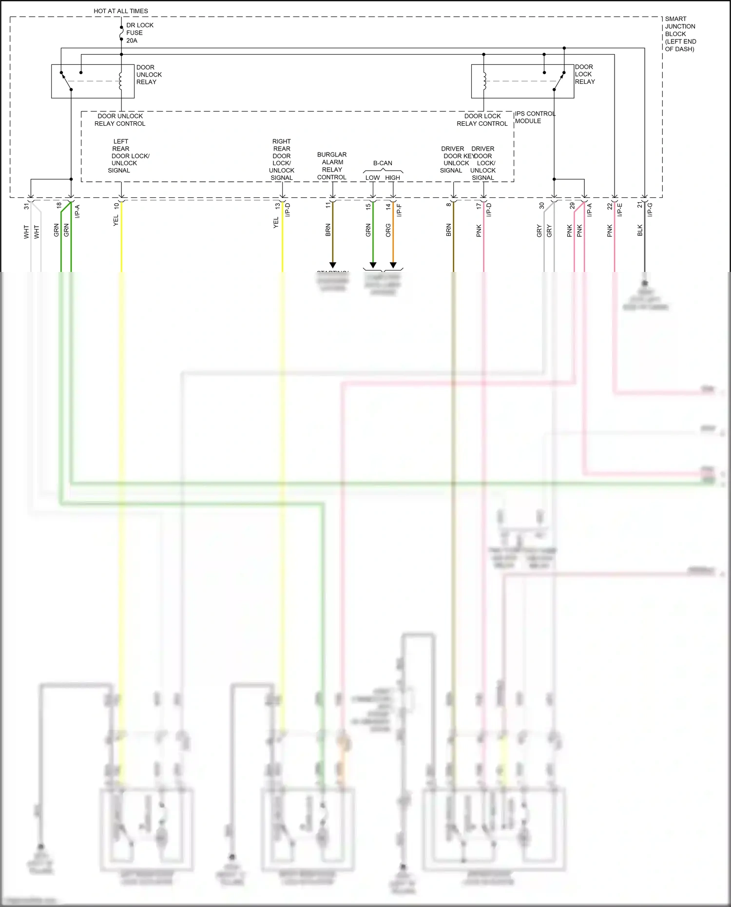Wiring diagram key lock for Kia K3 I facelift (2015-2018) (1 of 4)