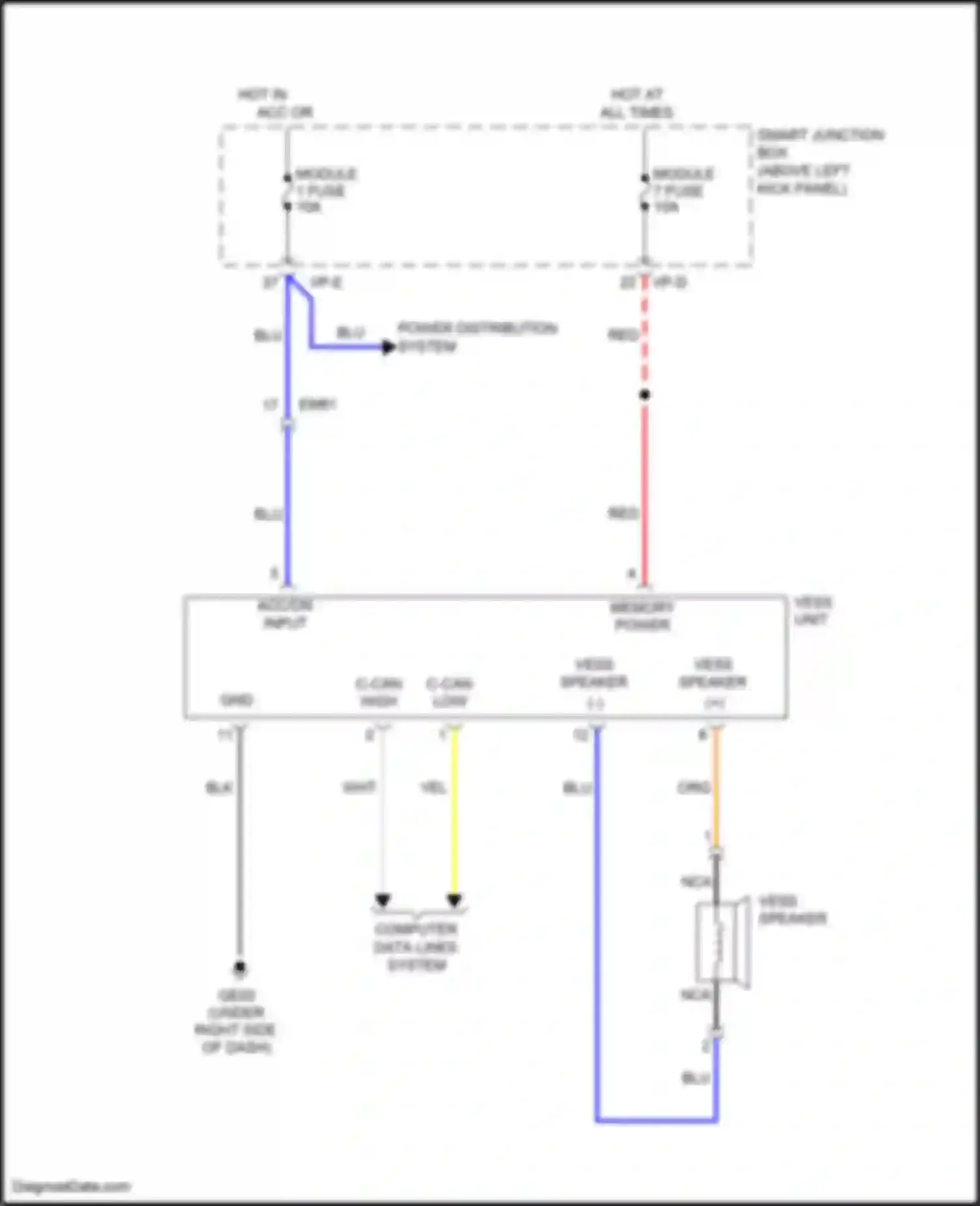 K5 Kia I facelift (2013-2015): Wiring diagram engine performance 2.4l hybrid, virtual engine sound system circuit