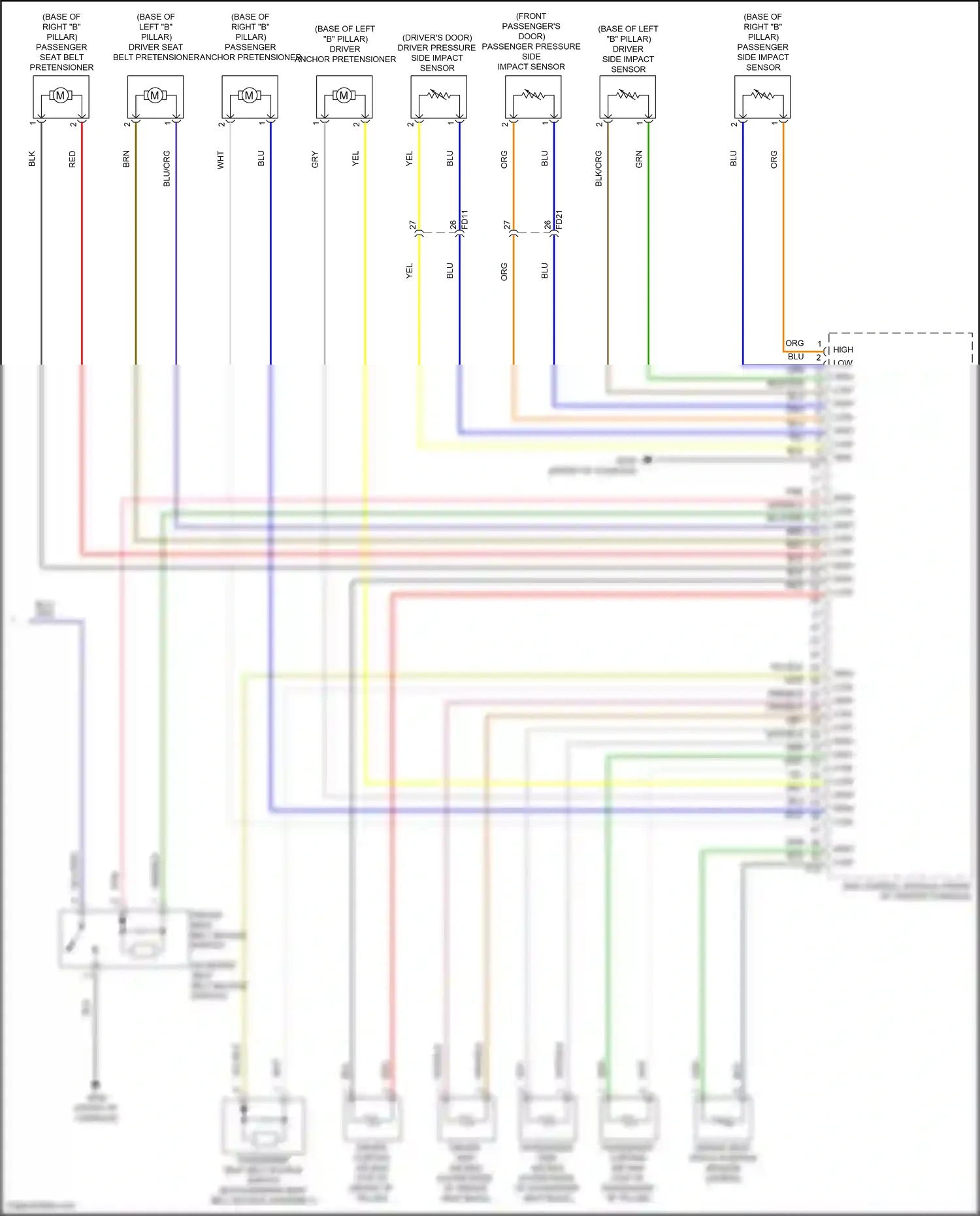 Wiring diagram driver pressure side impact sensor for Kia K5 I facelift (2013-2015) (1 of 1)
