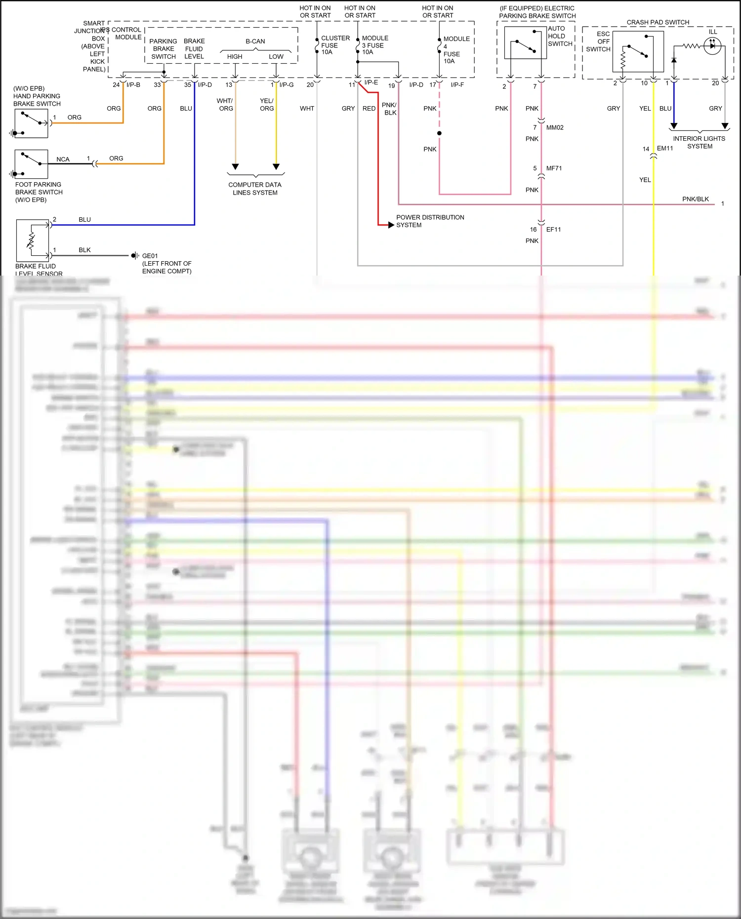 Wiring diagram +ecu for Kia K5 I facelift (2013-2015) (1 of 2)