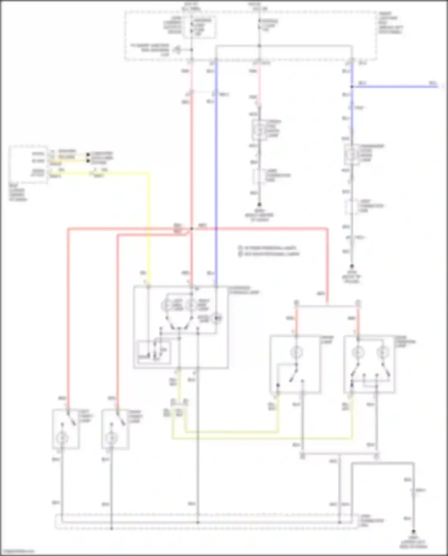 Wiring diagram overhead console lamp for Kia K5 I facelift (2013-2015)