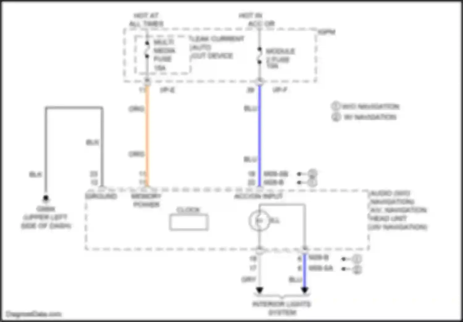 Wiring diagram w/o navigation w/ navigation for Kia Niro I (2016-2019) (1 of 1)