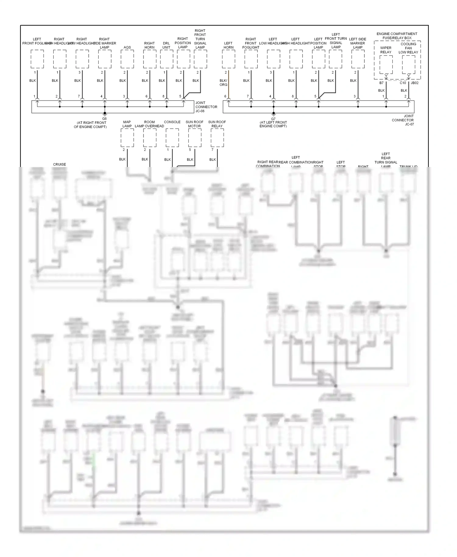 Kia Optima I facelift (2002-2005) (at left front engine compt) wiring diagram  (1 of 1)