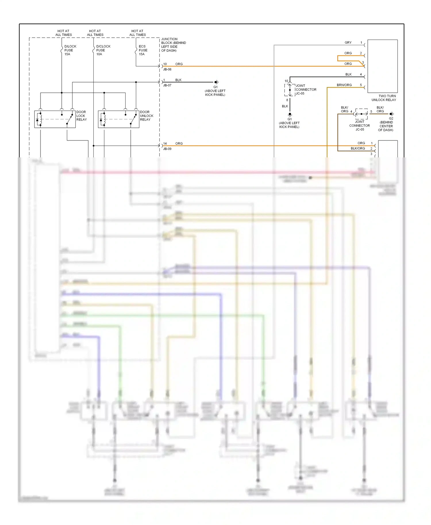 Kia Optima I facelift (2002-2005) blu/wht wiring diagram  (3 of 3)