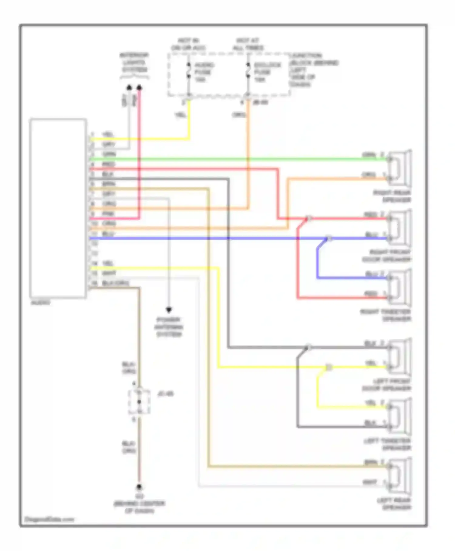 Wiring diagram hot at all times for Kia Optima I facelift (2002-2005) (32 of 42)