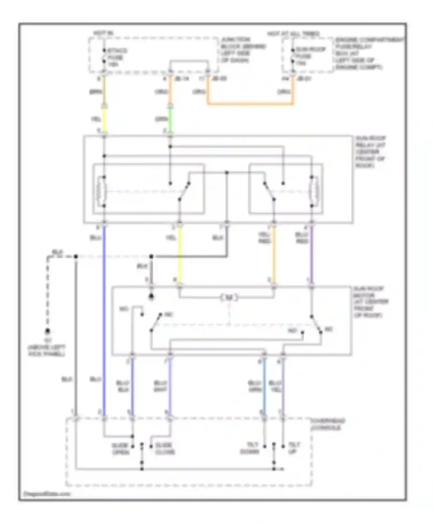 Wiring diagram hot in on for Kia Optima I facelift (2002-2005) (12 of 14)