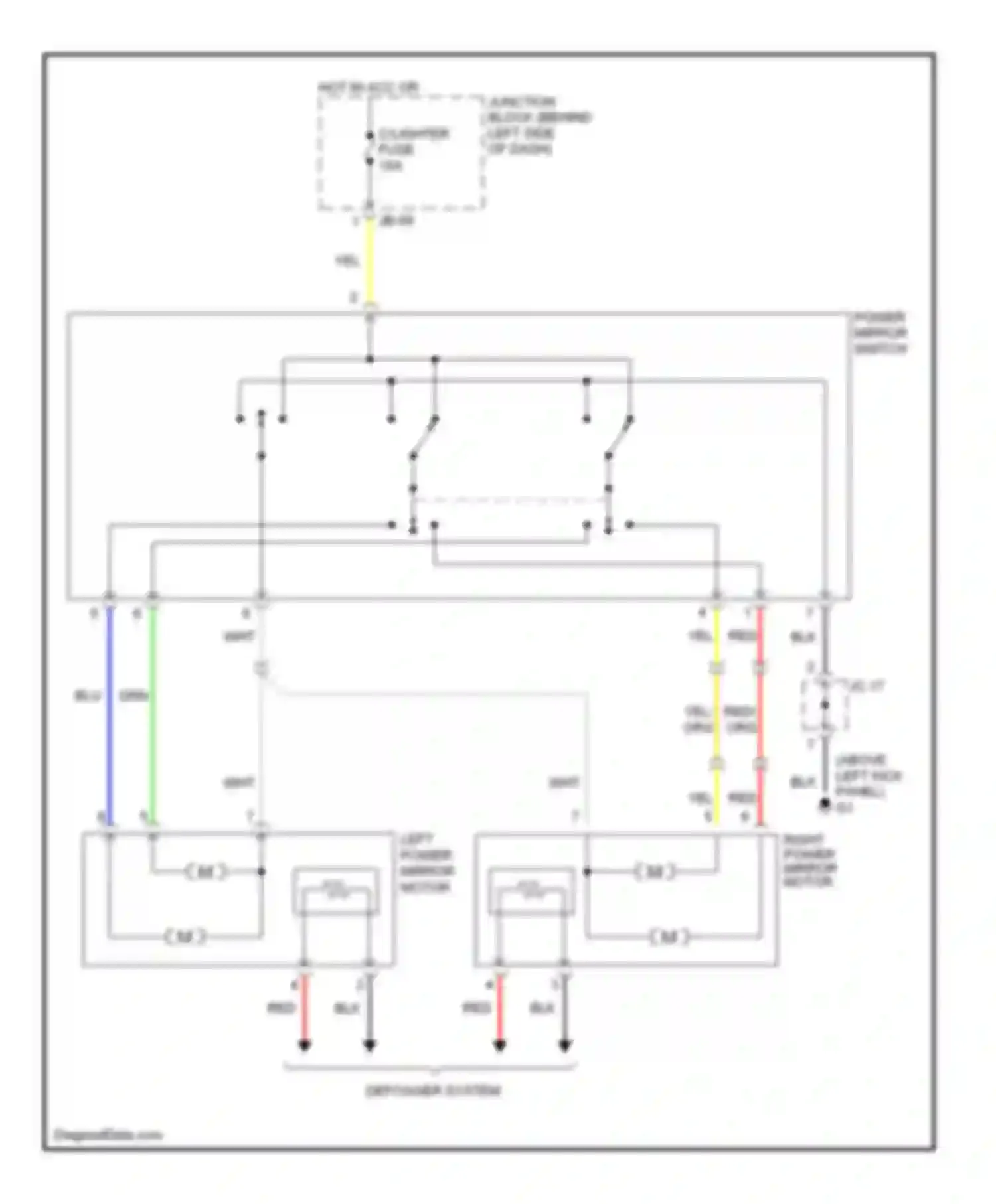 Wiring diagram right power mirror motor for Kia Optima I facelift (2002-2005) (2 of 2)