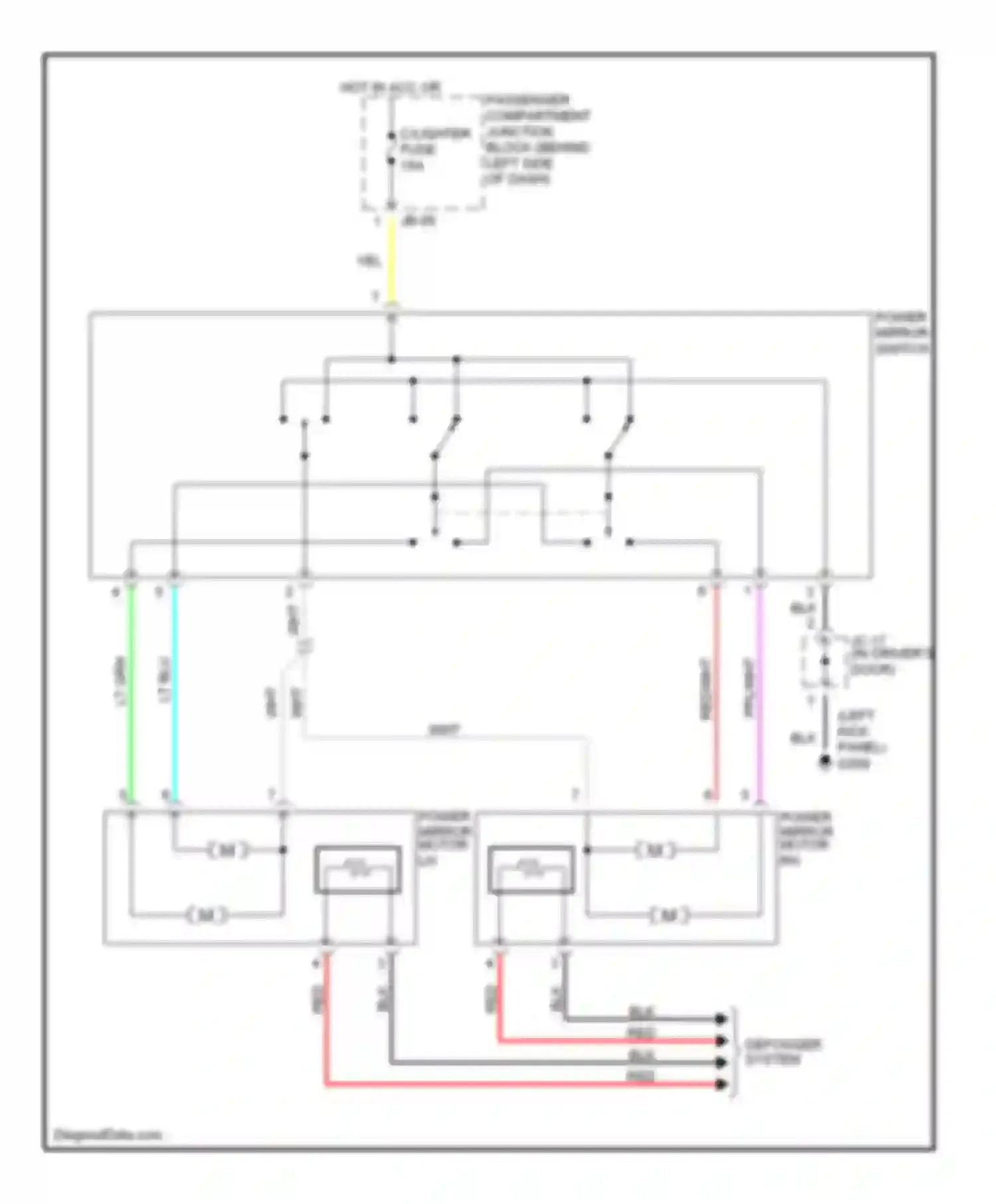 Optima Kia I (2000-2002): Power mirror circuit