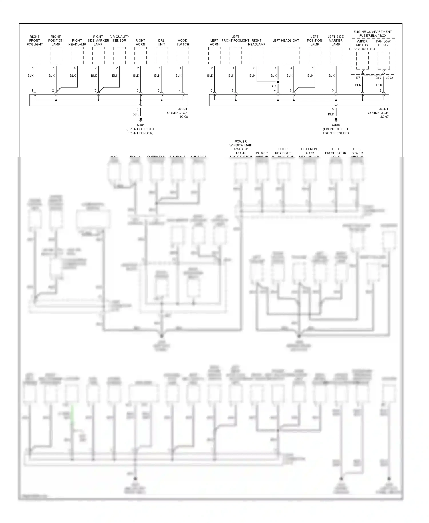 Kia Optima I (2000-2002) hood switch wiring diagram  (2 of 2)