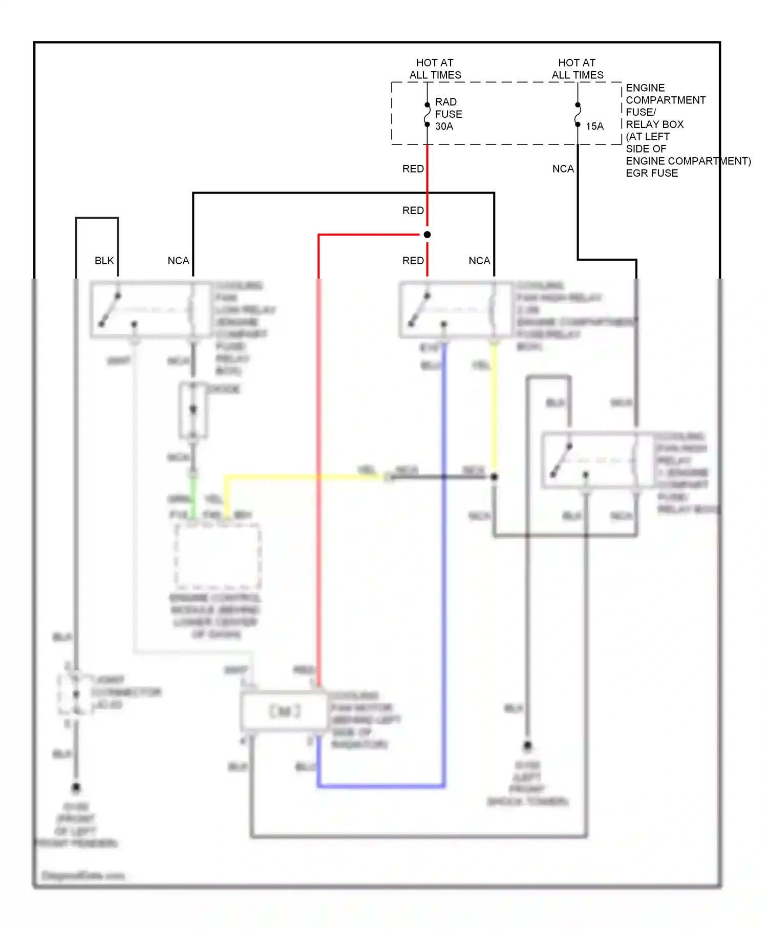 Kia Optima I (2000-2002) (left front shock tower) wiring diagram  (1 of 6)
