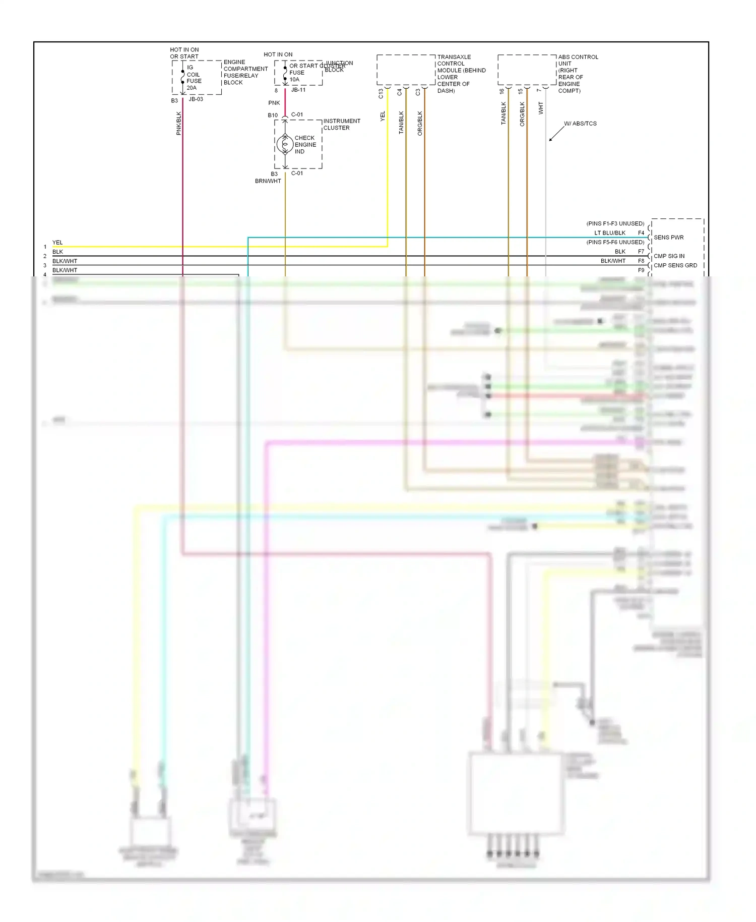 Kia Optima I (2000-2002) right front wheel sensor (without abs/tcs) wiring diagram  (1 of 1)