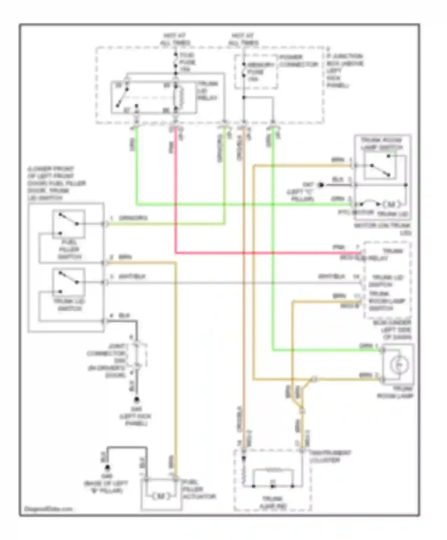 Wiring diagram trunk room lamp switch for Kia Optima II facelift (2008-2010) (2 of 2)