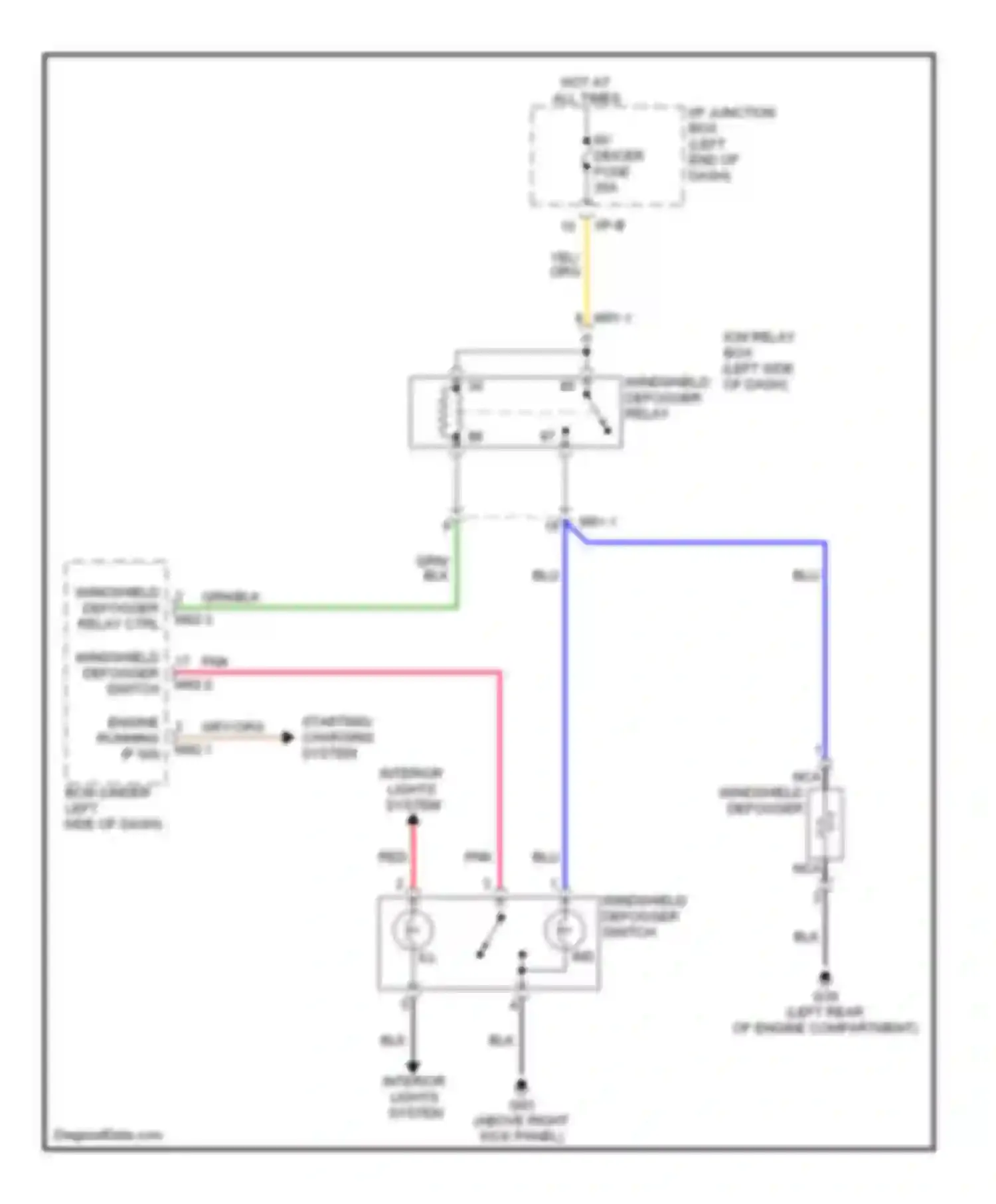 Optima Kia II (2005-2008): Defoggers circuit, late production without heated mirror