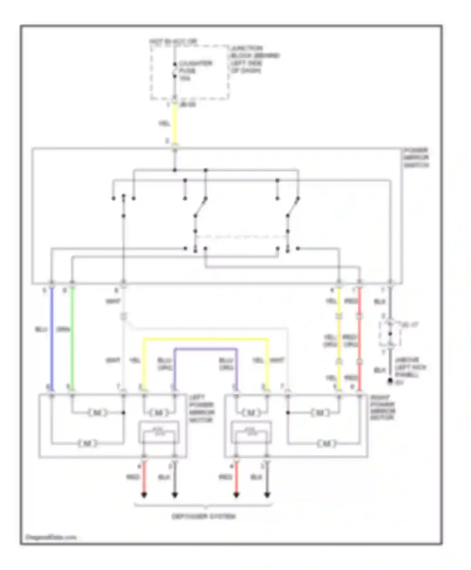 Optima Kia II (2005-2008): Power mirror circuit, early production