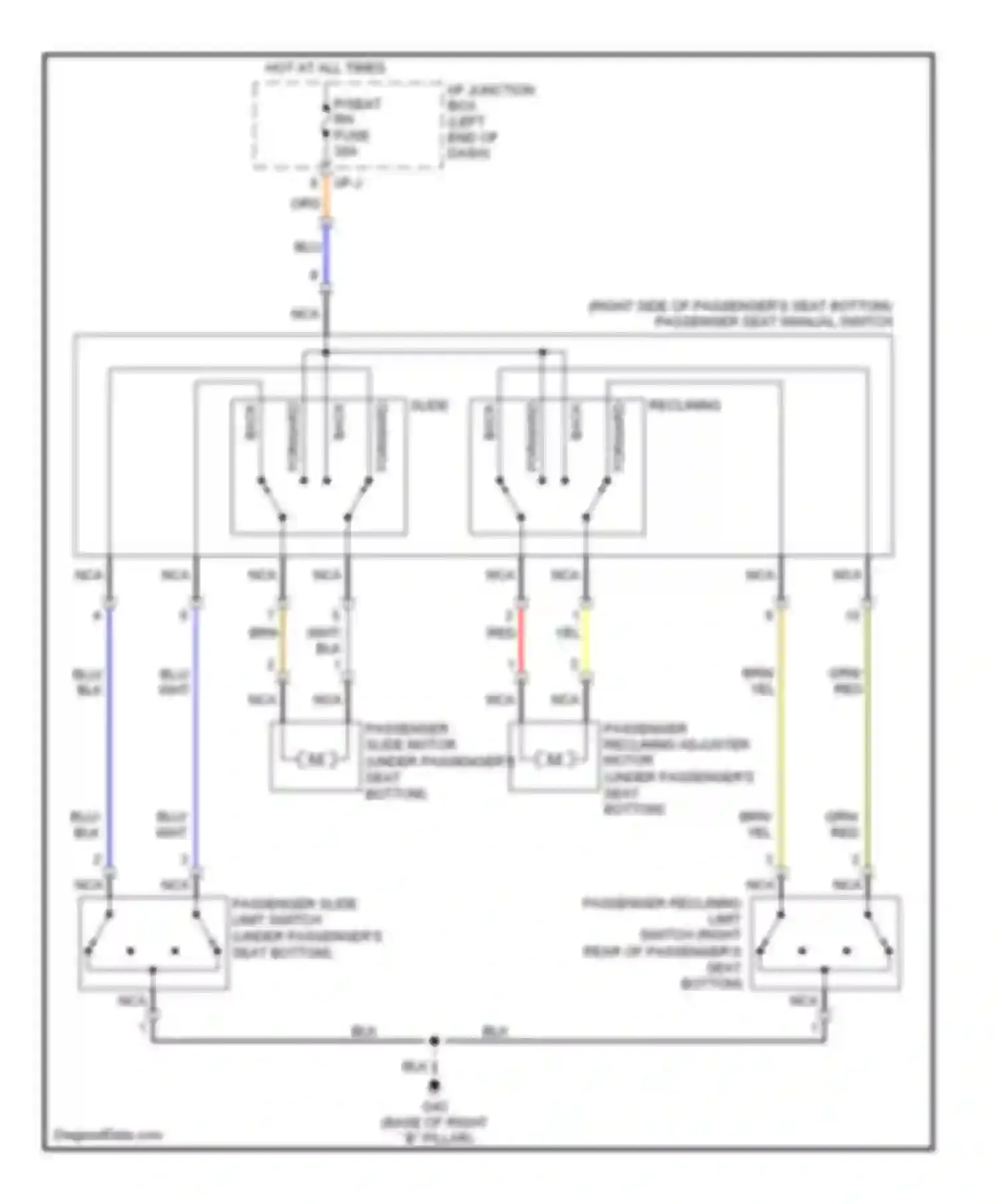 Optima Kia II (2005-2008): Passenger seat circuit, late production