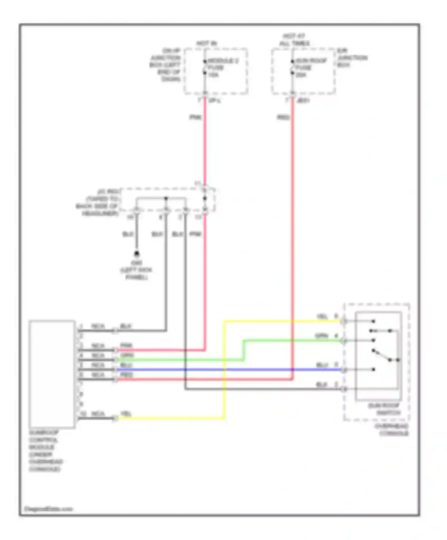 Optima Kia II (2005-2008): Power top/sunroof circuit, late production