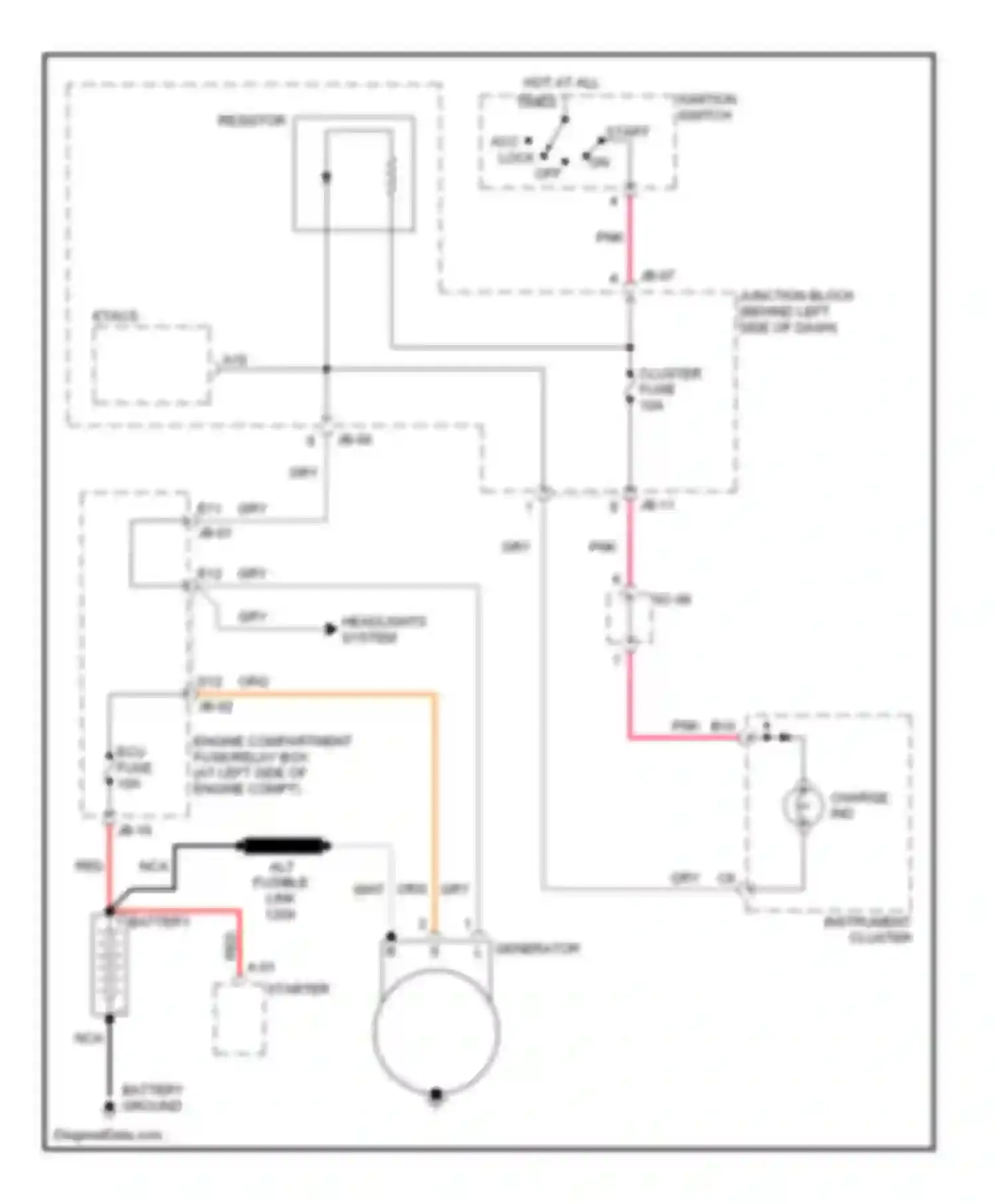Optima Kia II (2005-2008): 2.7l, charging circuit, early production