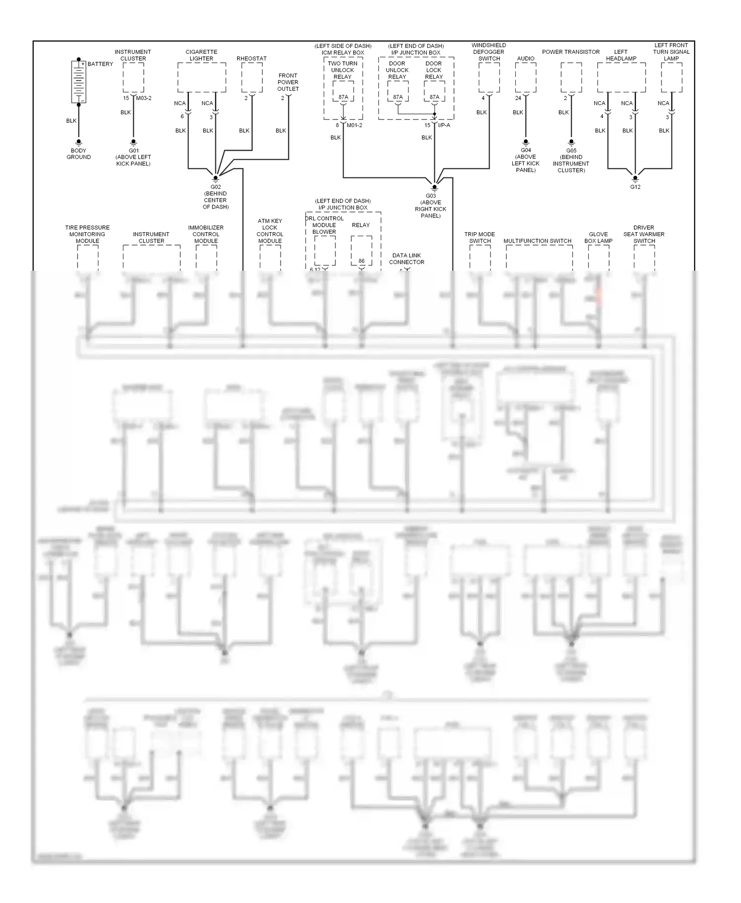 Kia Optima II (2005-2008) instrument cluster wiring diagram  (23 of 44)