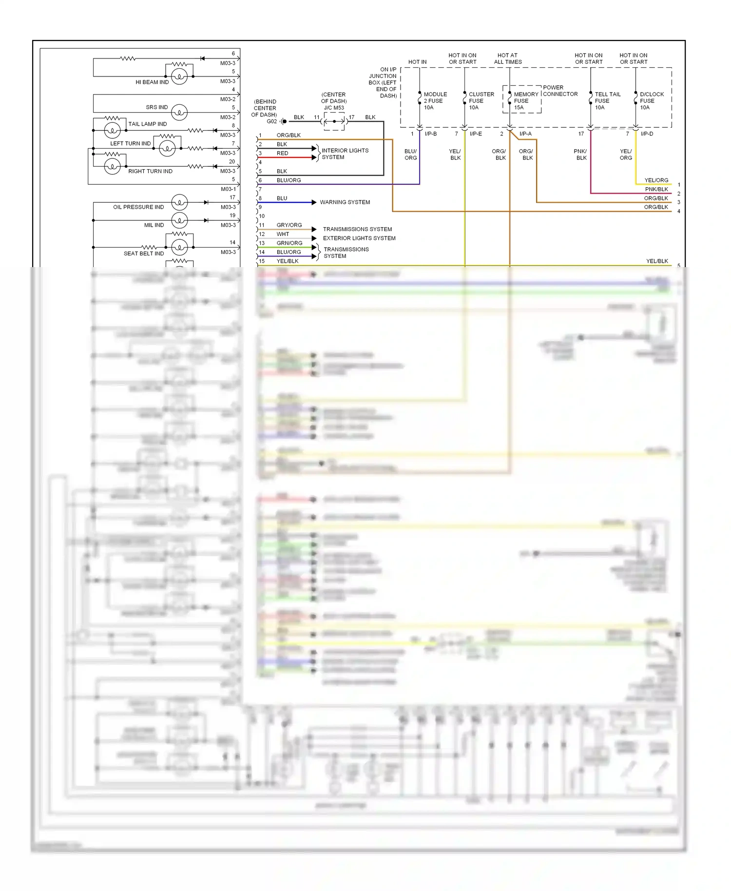 Kia Optima II (2005-2008) instrument cluster wiring diagram  (28 of 44)