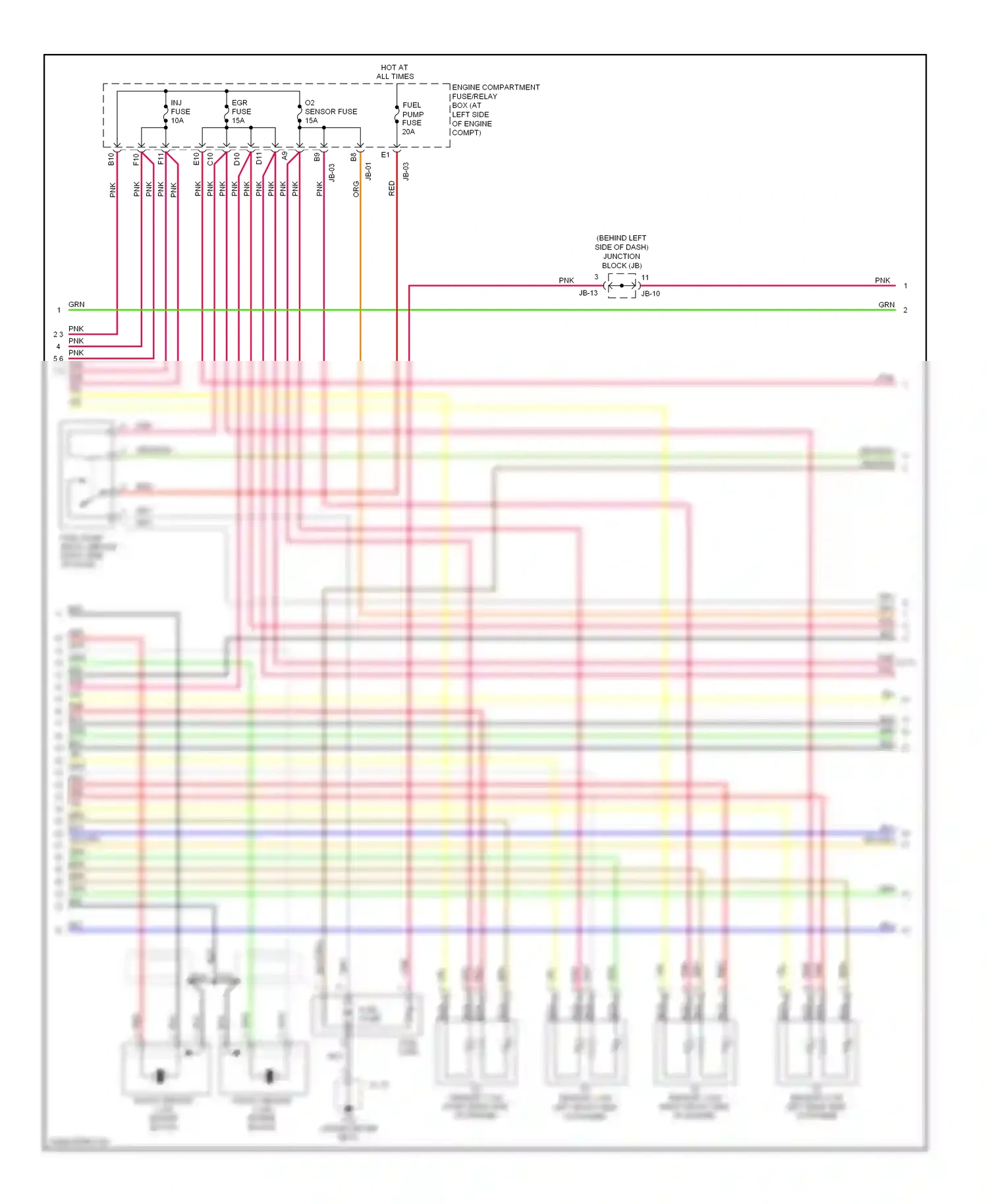 Kia Optima II (2005-2008) knock sensor 2 (on engine block) wiring diagram  (1 of 2)