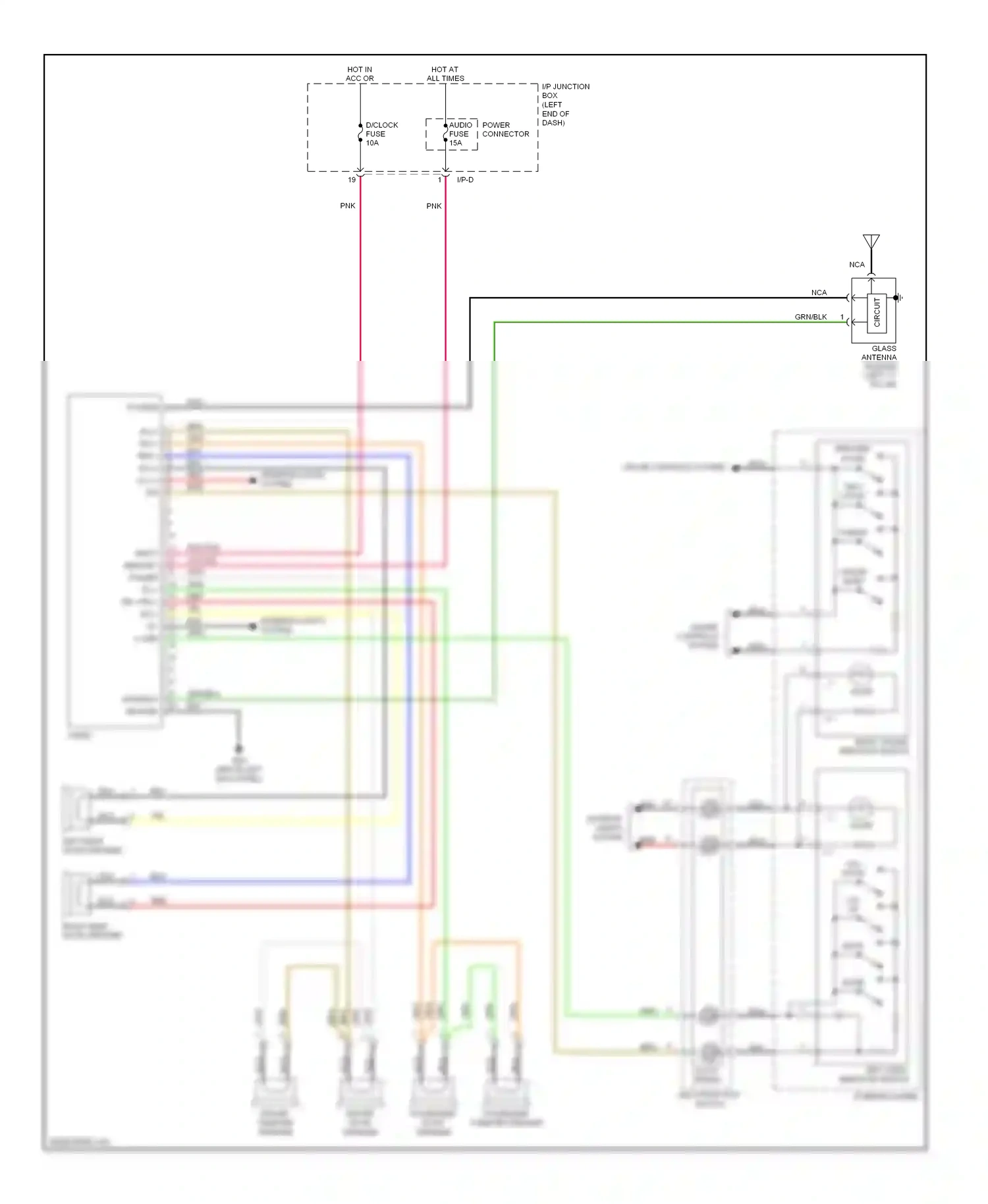 Kia Optima II (2005-2008) module (left "c" pillar) wiring diagram  (1 of 2)
