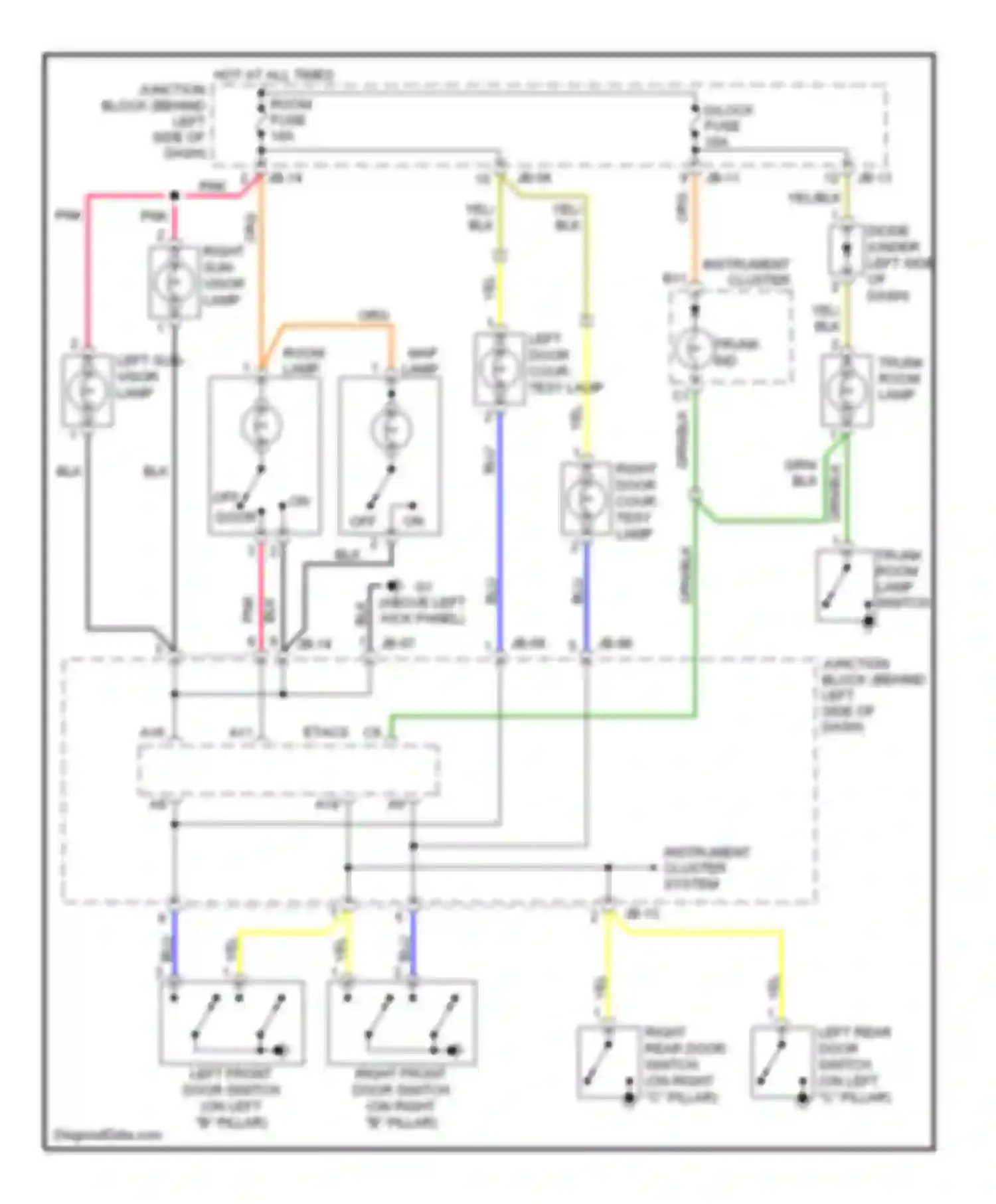 Wiring diagram right sun- visor lamp for Kia Optima II (2005-2008) (1 of 2)