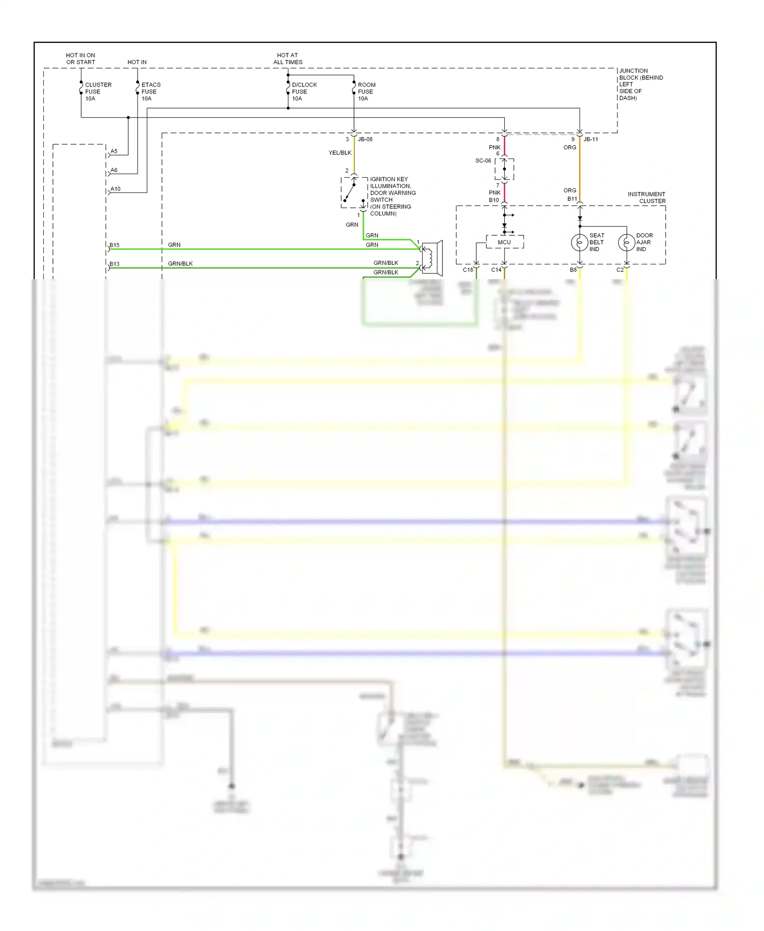 Kia Optima II (2005-2008) seat belt ind wiring diagram  (2 of 3)