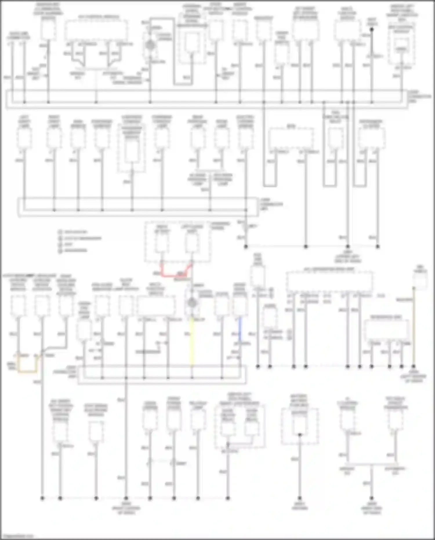 Optima Kia III facelift (2013-2015): Ground distribution circuit, except hybrid (1 of 3)