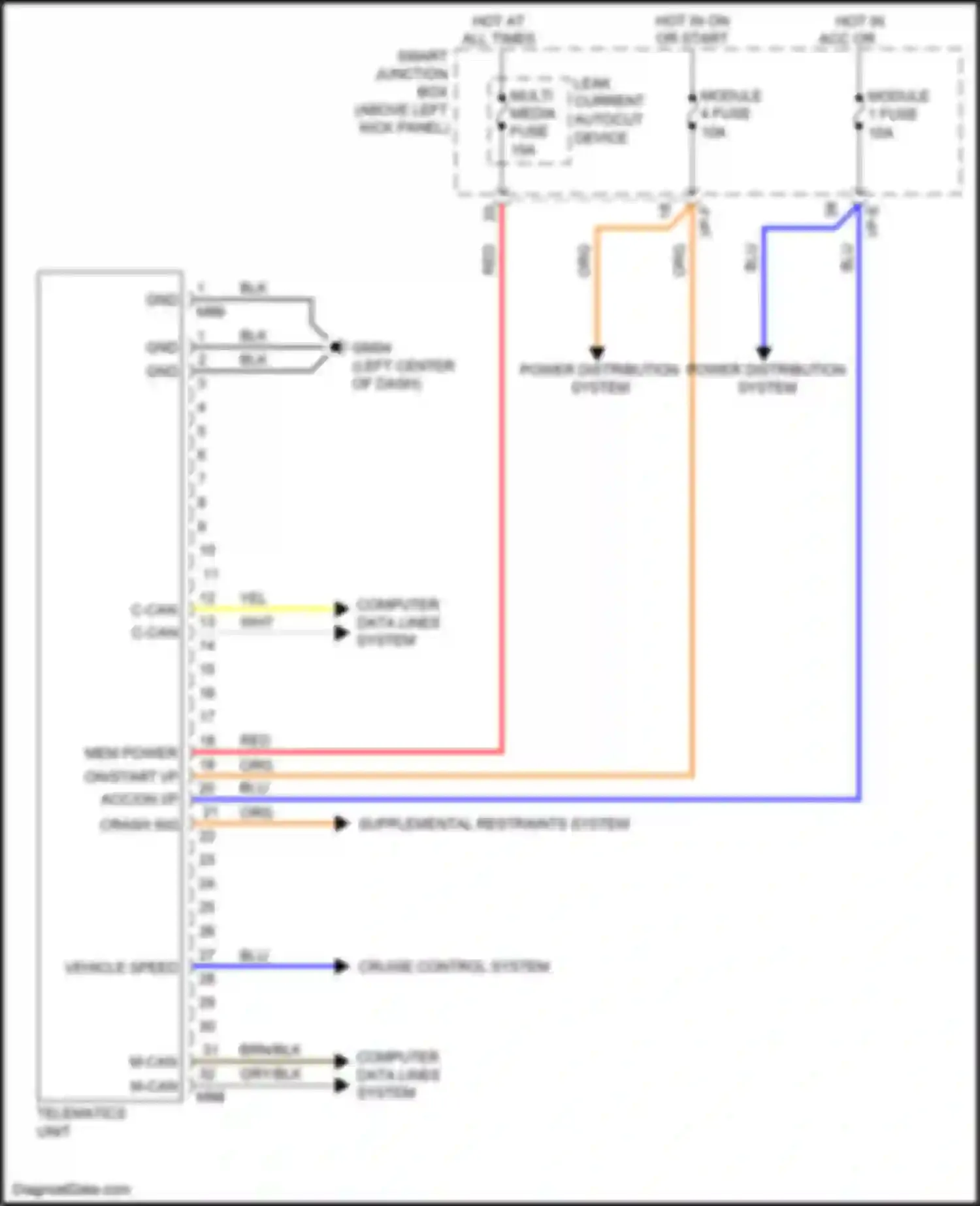 Wiring diagram c-can lo c-can hi for Kia Optima III facelift (2013-2015) (1 of 2)