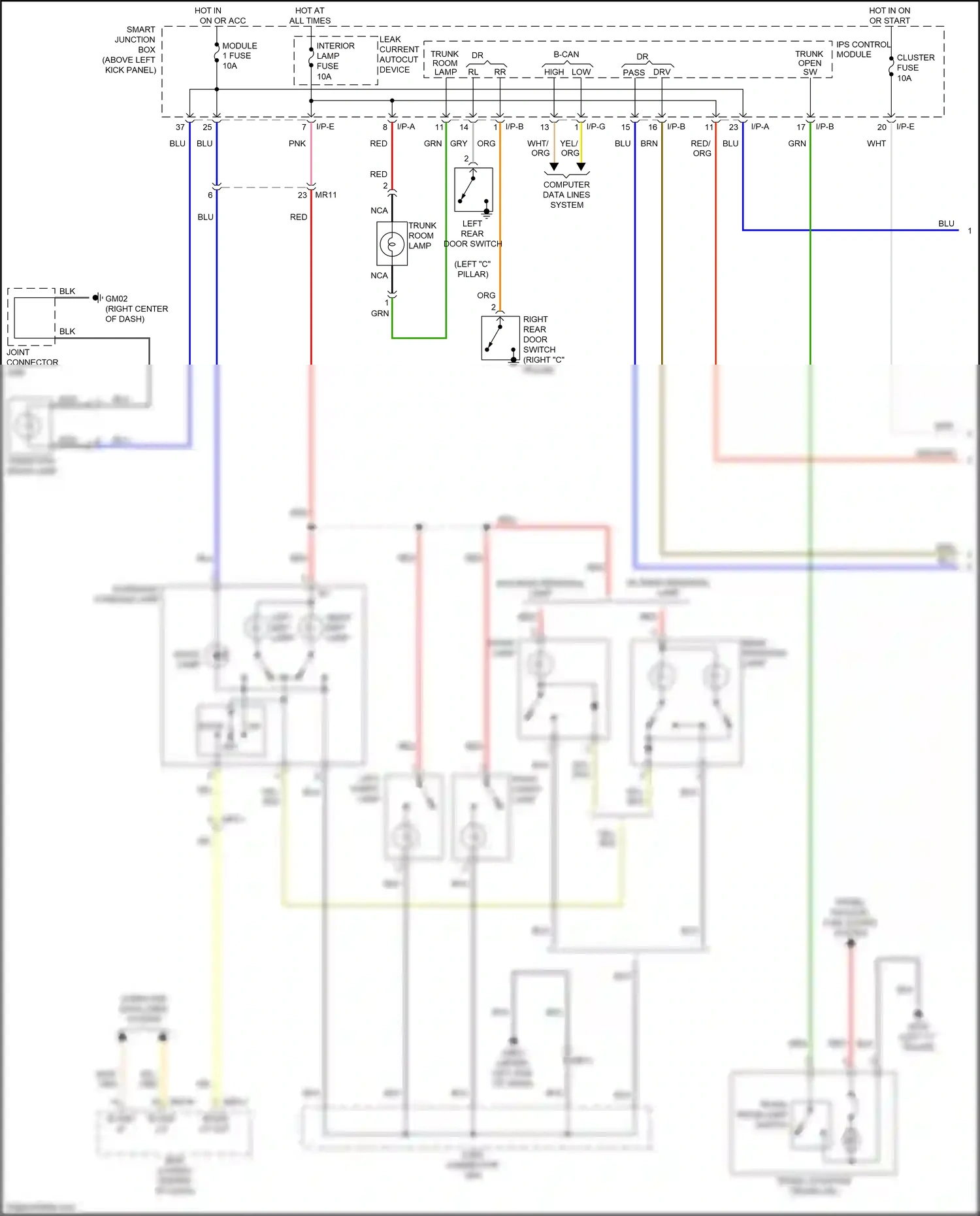 Kia Optima III facelift (2013-2015) right vanity lamp wiring diagram  (1 of 6)