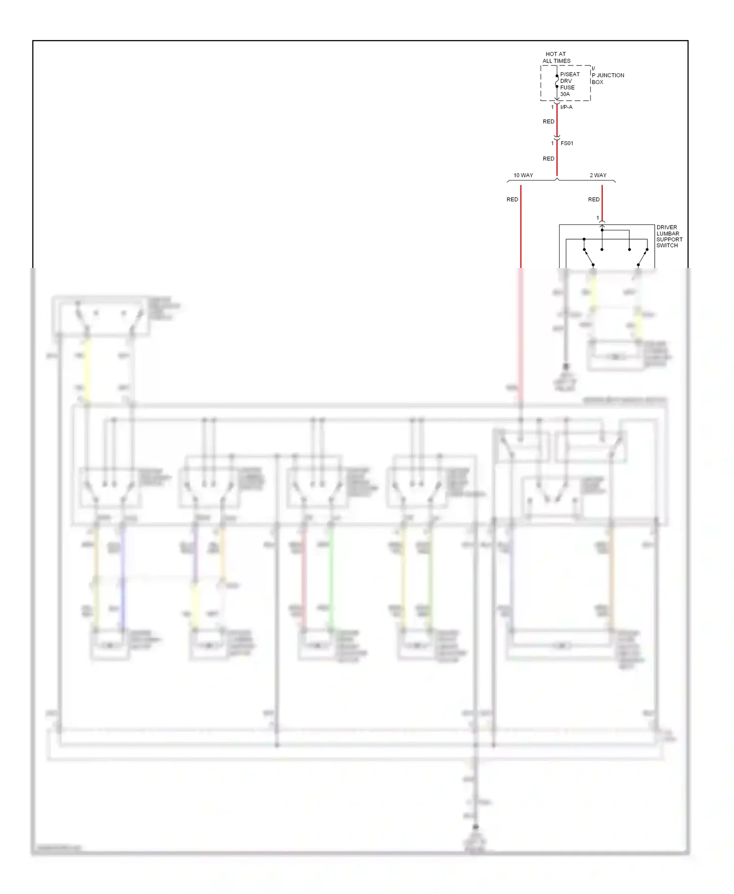 Kia Optima III (2010-2013) driver lumbar support motor wiring diagram  (1 of 3)