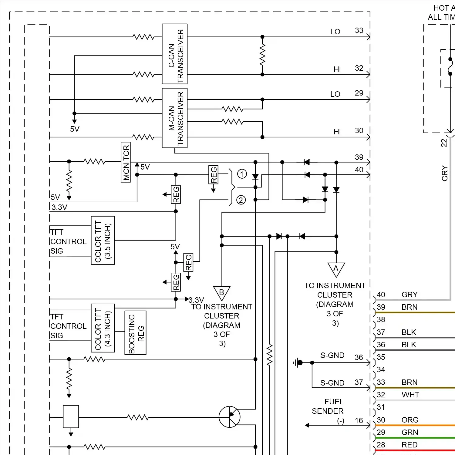 demo - Instrument cluster circuit, except hybrid (1 of 3) Instrument cluster circuit, except hybrid (1 of 3)
