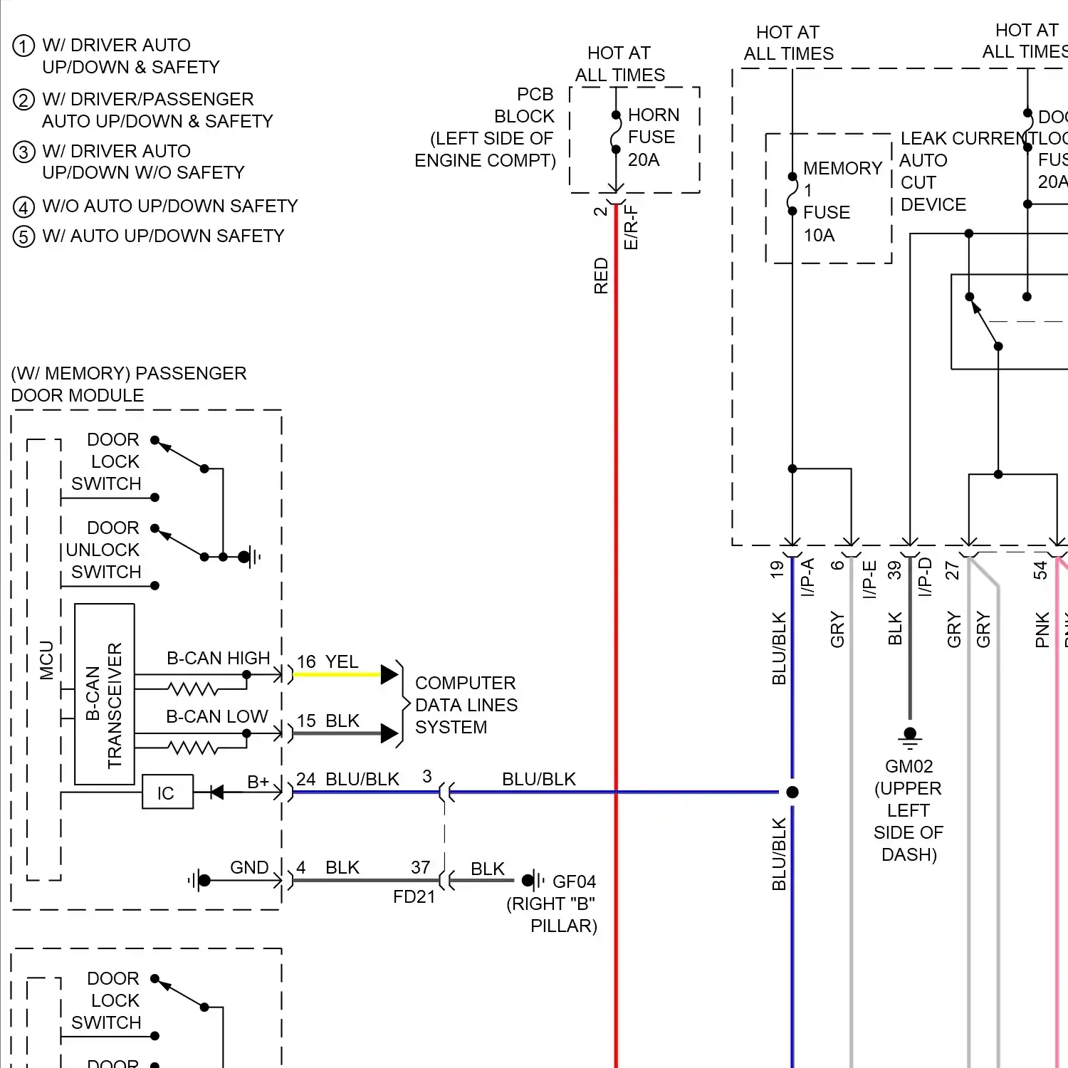 demo - Power door locks circuit, except hybrid (1 of 2) Power door locks circuit, except hybrid (1 of 2)